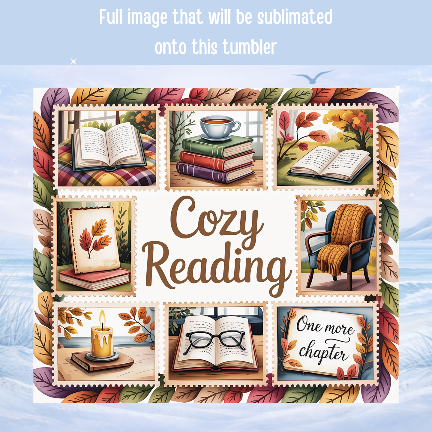 book lover tumbler autumn aesthetic cozy reading cup