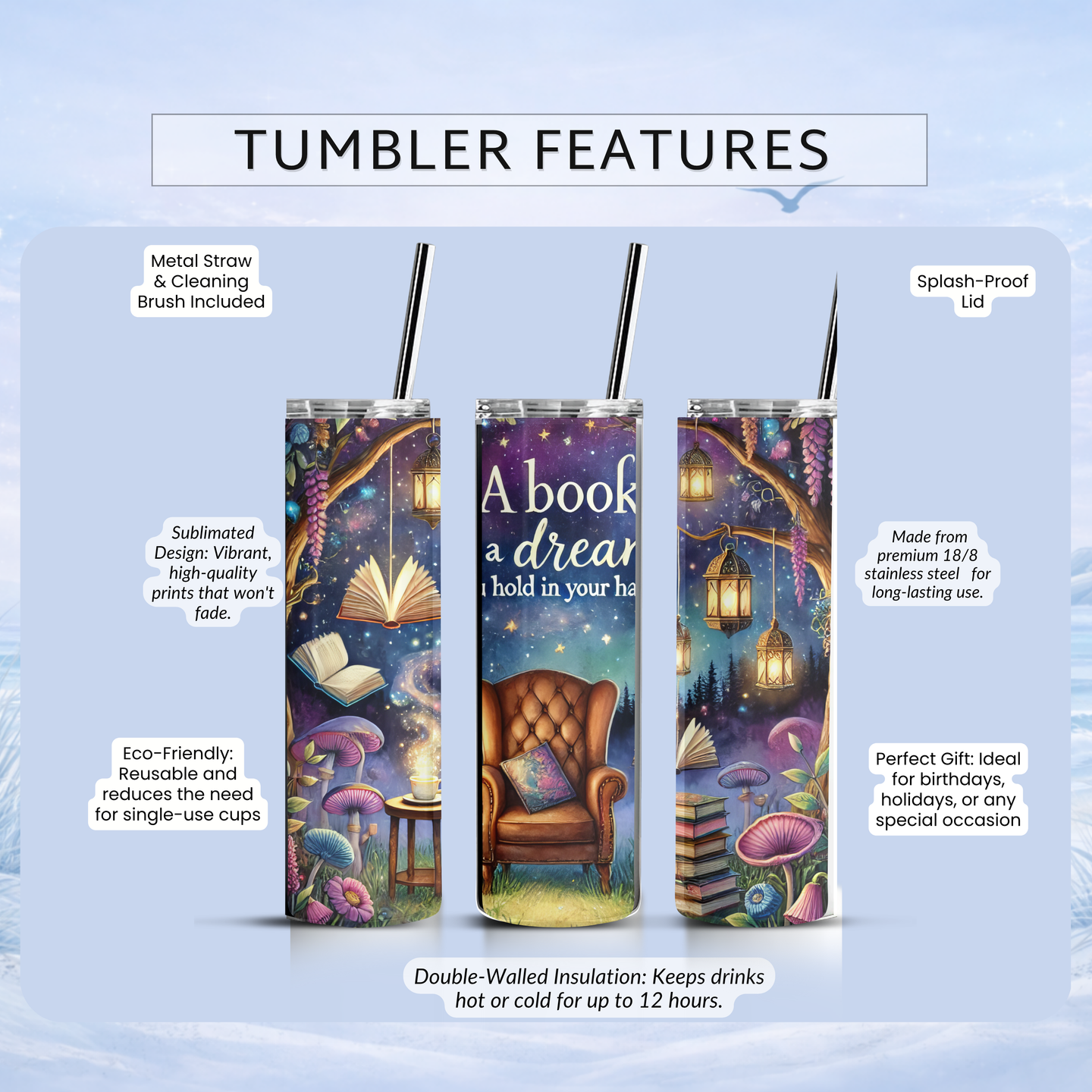 books and coffee tumbler cozy reading aesthetic