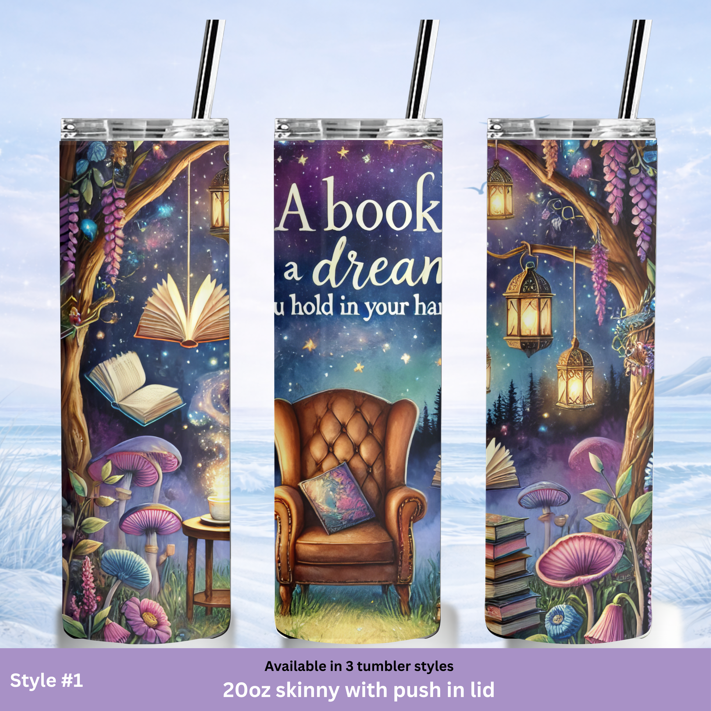 bookworm tumbler coffee lover boho style gift