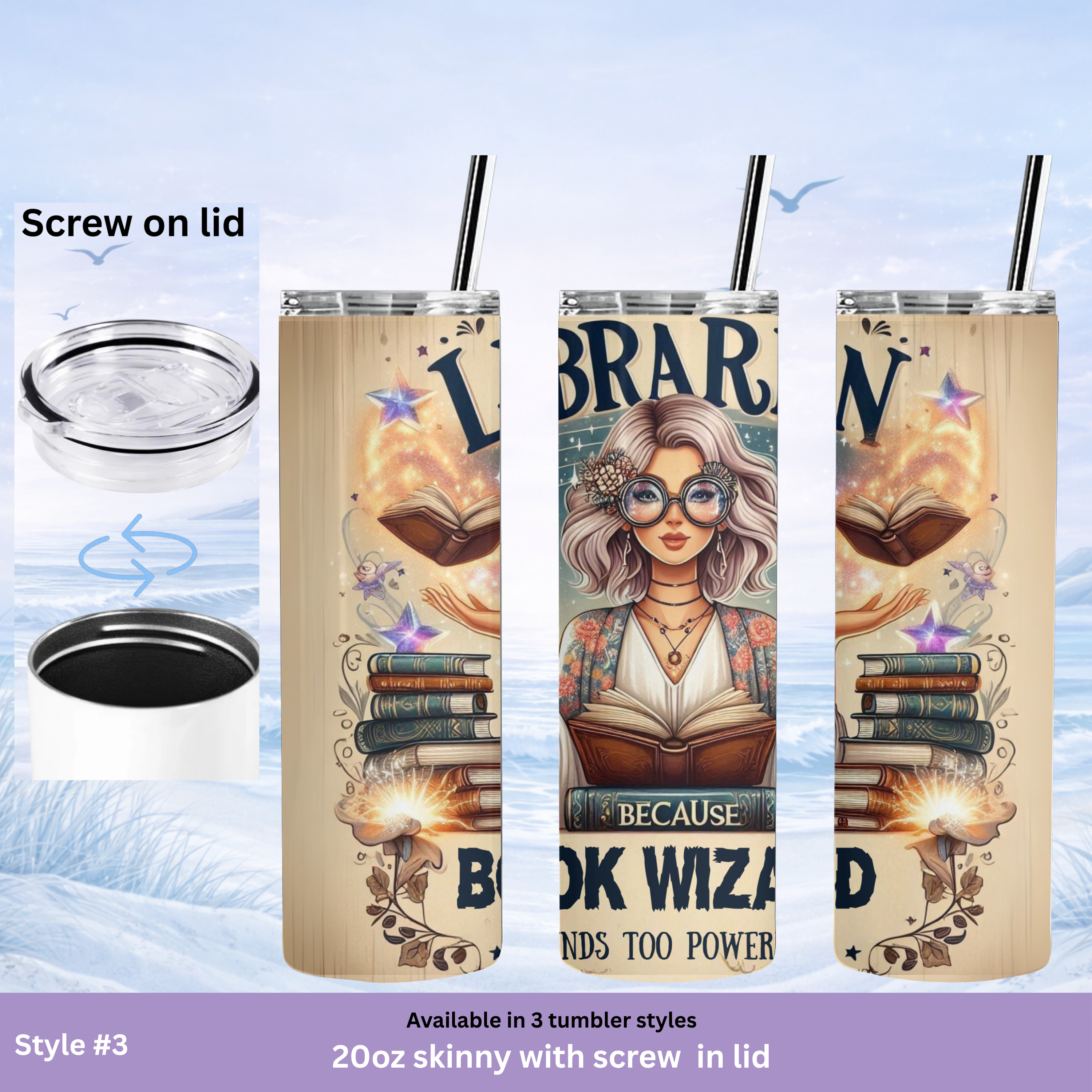 bookworm tumbler librarian gift insulated cup