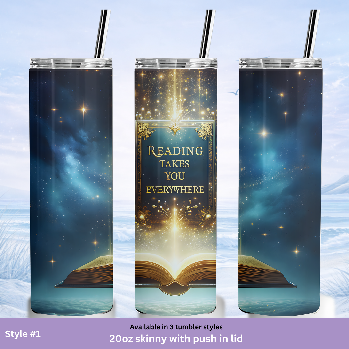 bookworm tumbler reading quote fantasy design cup