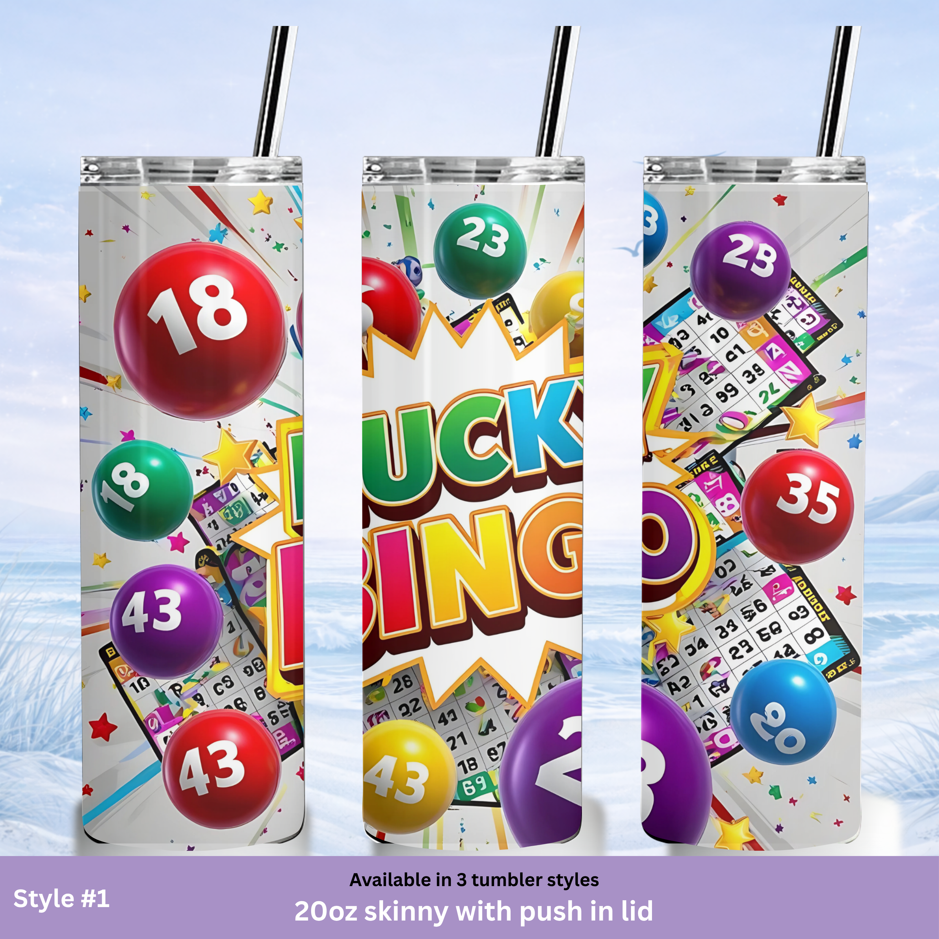 bright bingo balls insulated tumbler