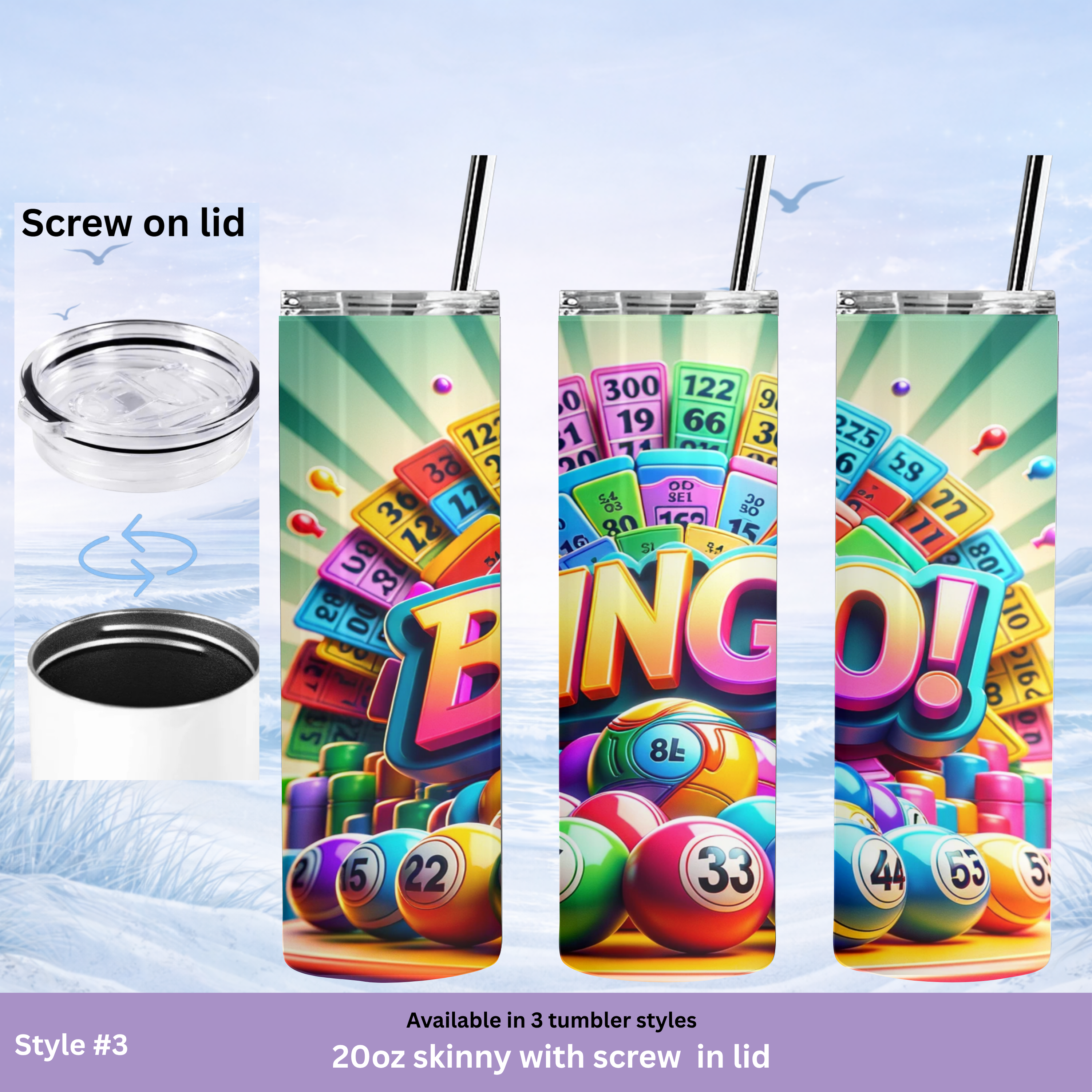 bright bingo design travel tumbler