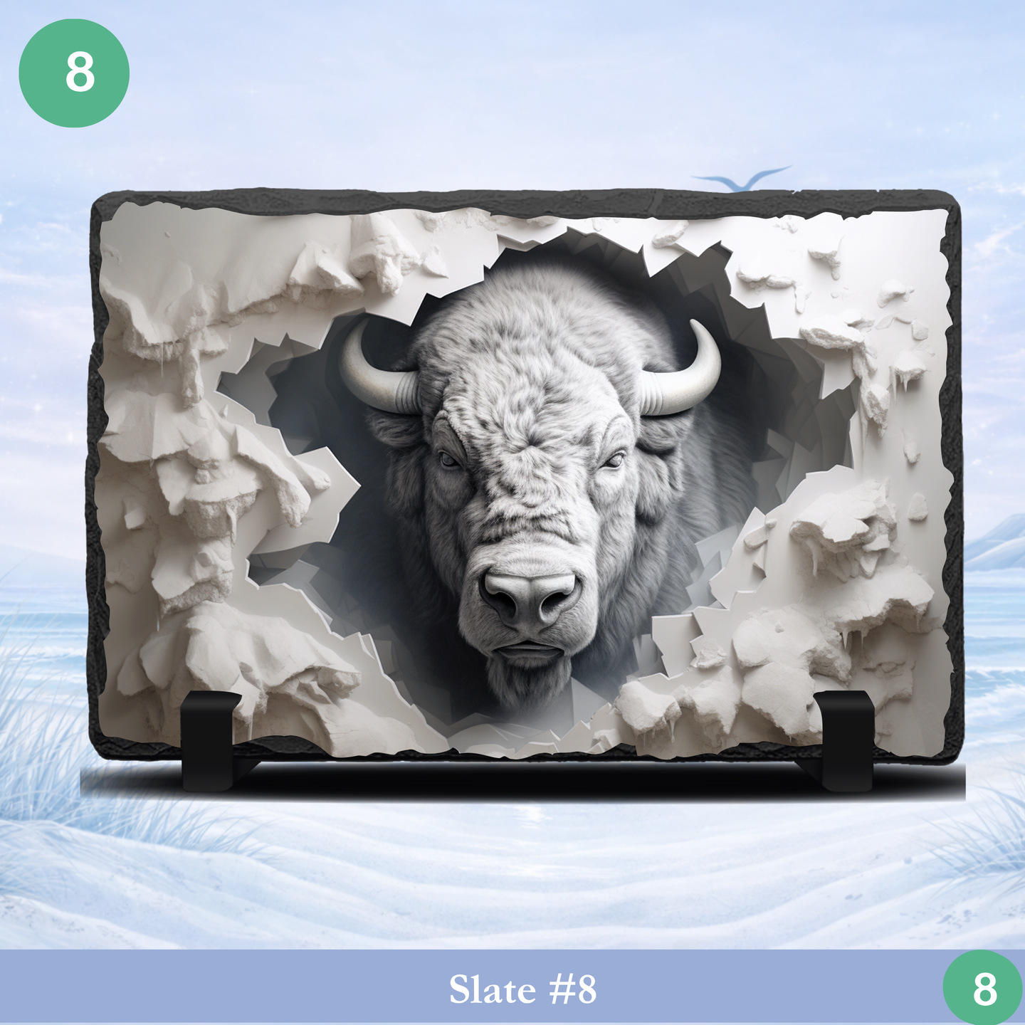 buffalo moon night native art slate
