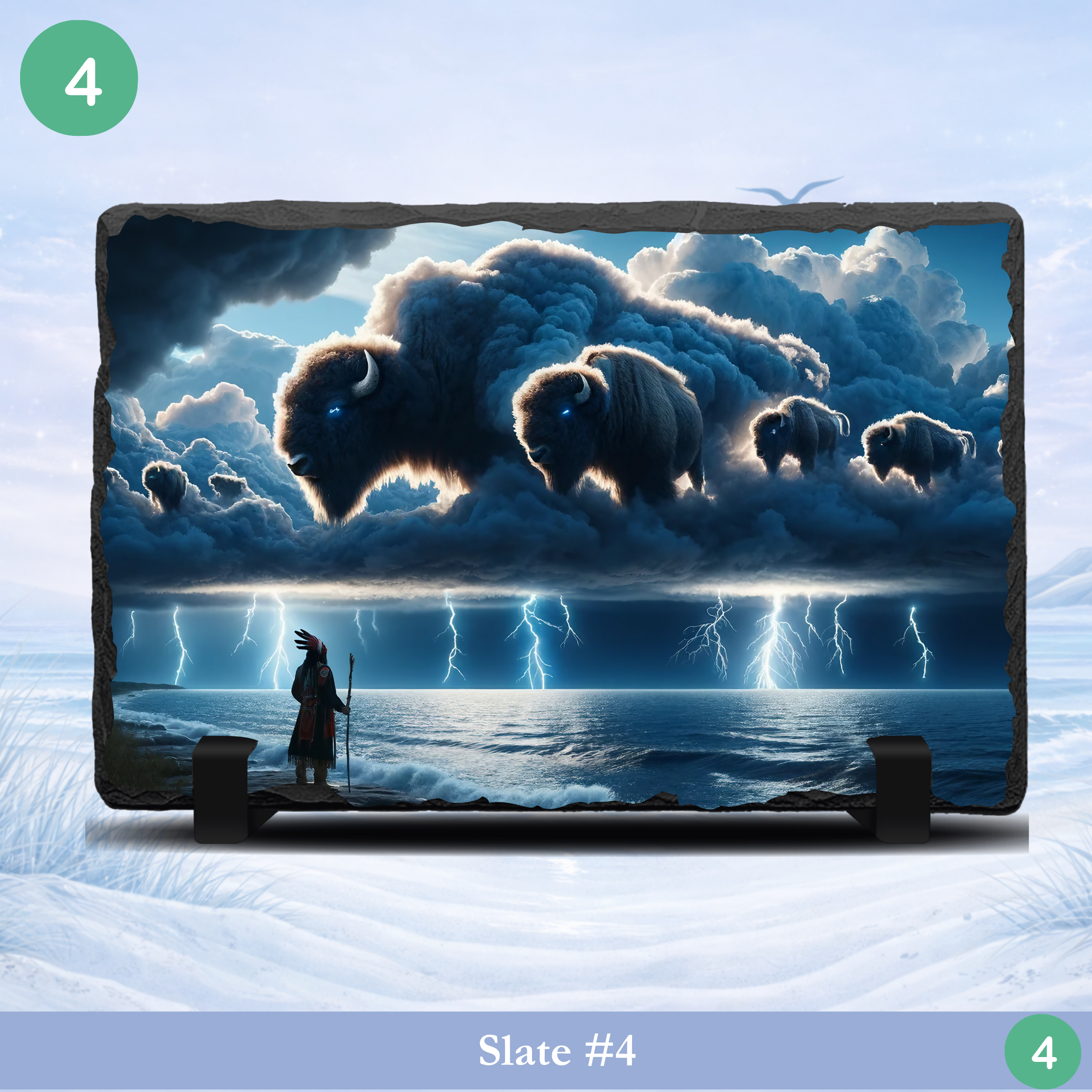 buffalo storm clouds lightning slate art