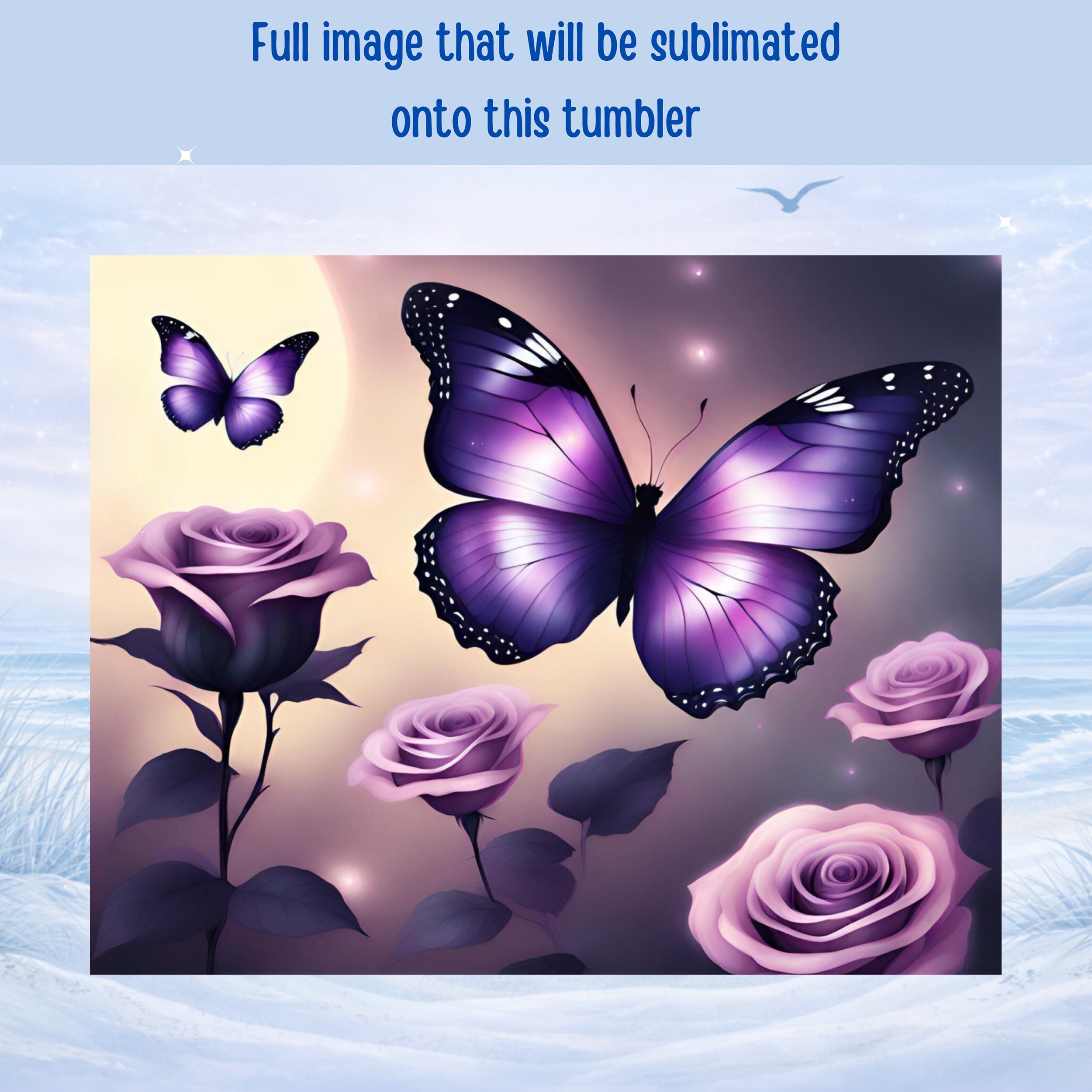 butterfly and roses stainless steel tumbler premium
