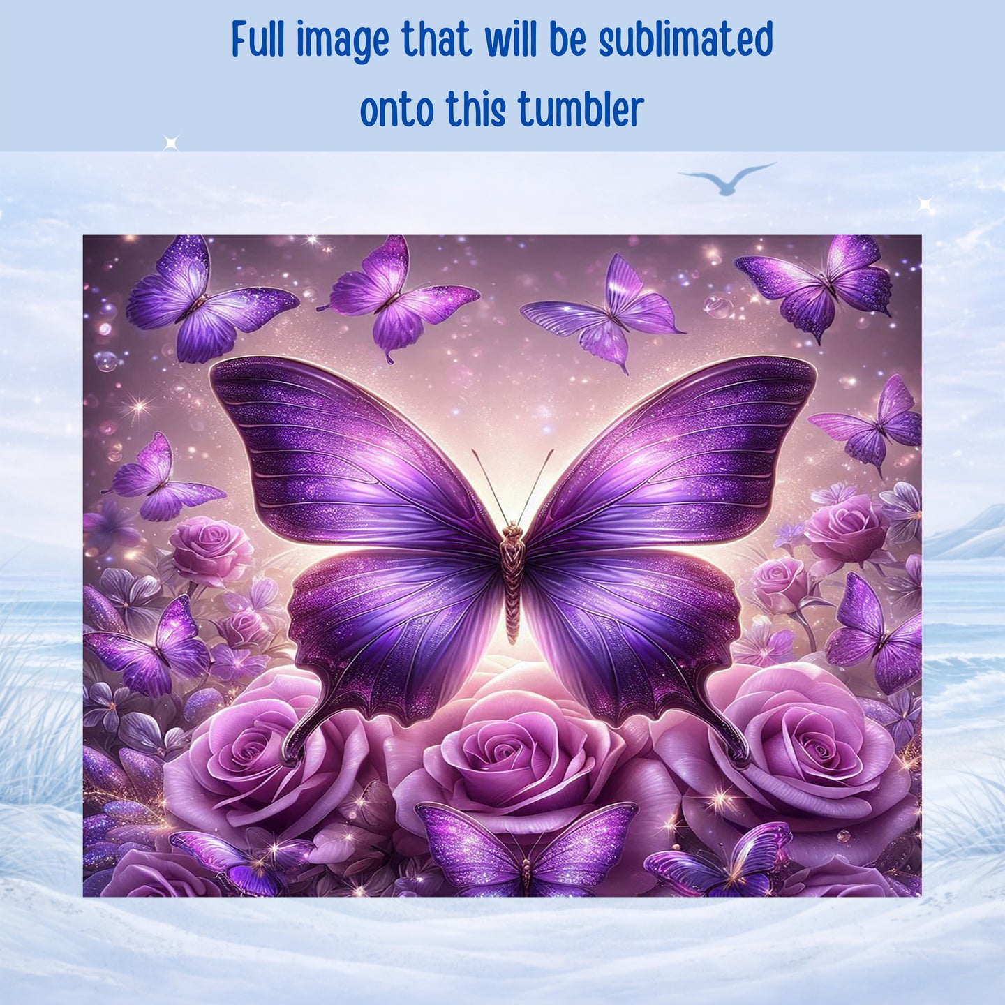 butterfly and roses stainless steel tumbler vibrant