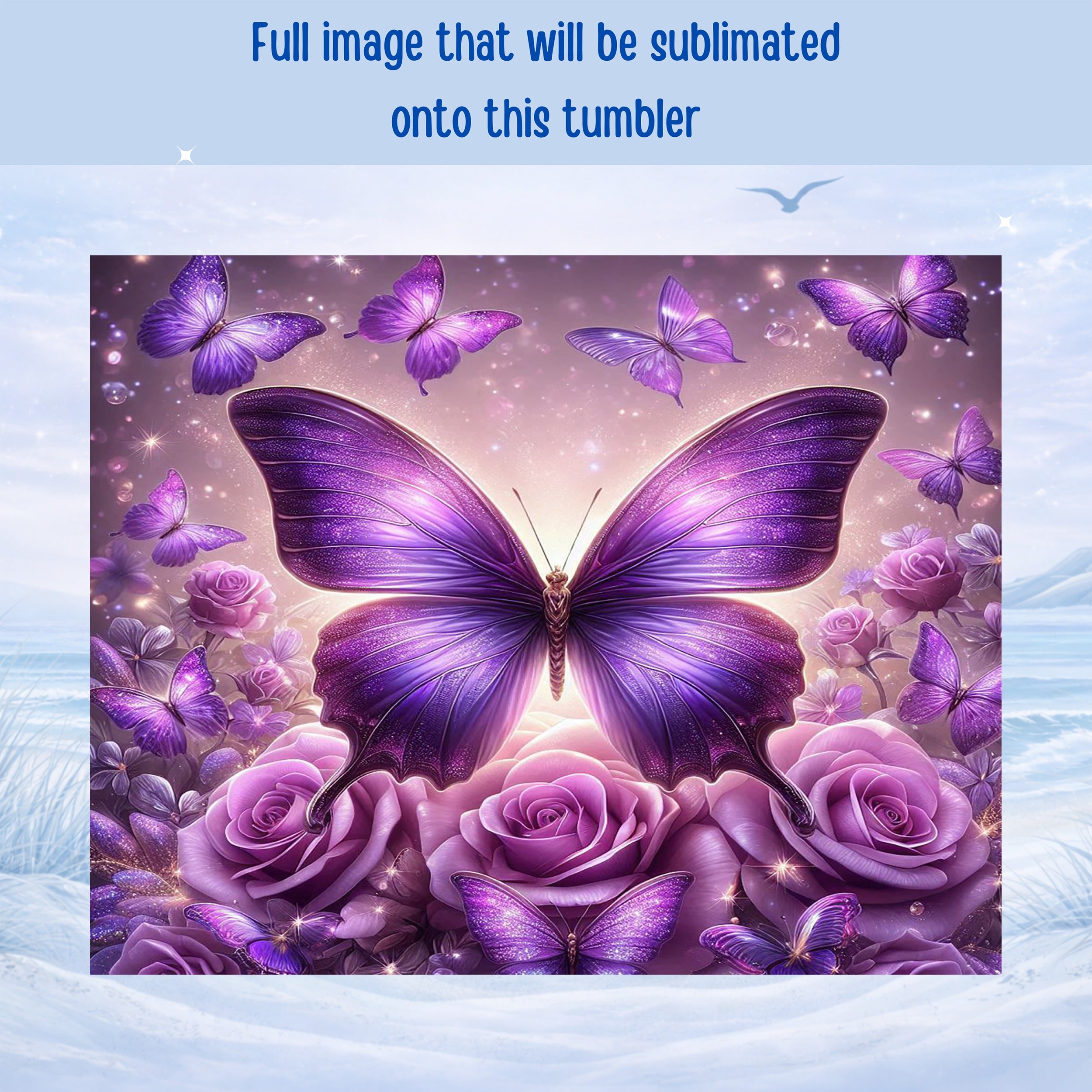 butterfly and roses stainless steel tumbler vibrant