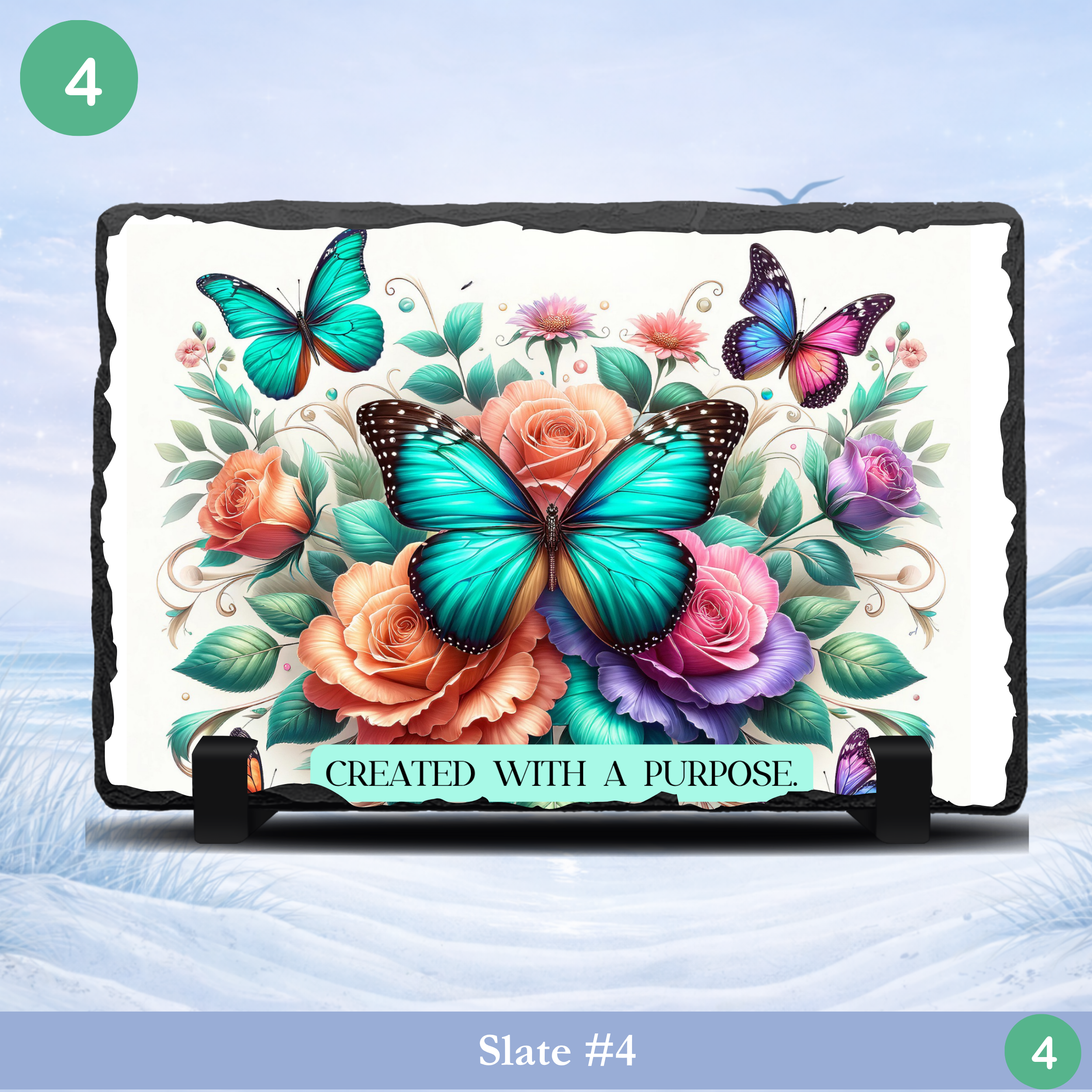 butterfly floral inspirational slate