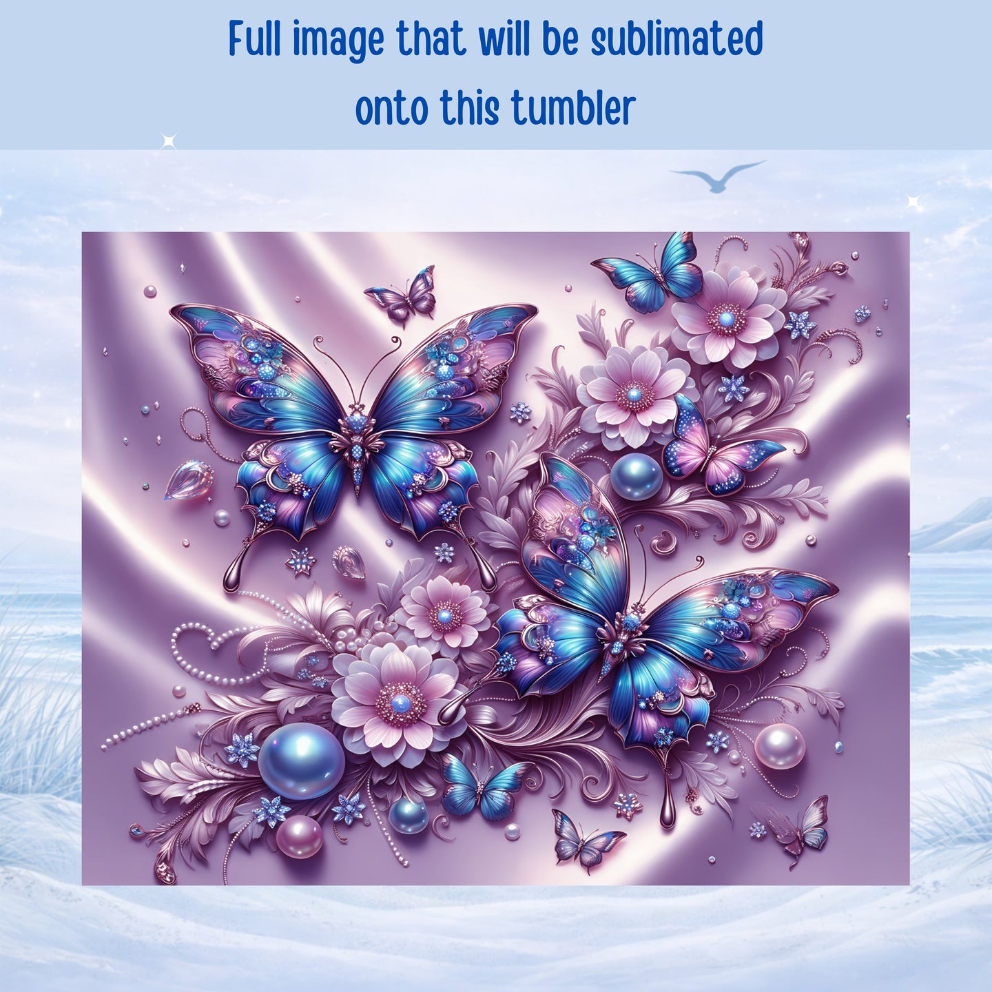 butterfly flower stainless steel tumbler vibrant