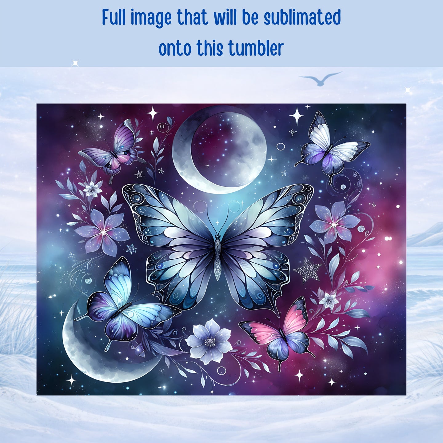 butterfly moon galaxy tumbler magical artwork