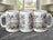 White mug with floral and butterfly "Happy Birthday" design.