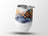 White insulated tumbler with monarch butterfly and blue flowers art.