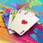 Four aces, including two aces of hearts, against a colorful, abstract background.
