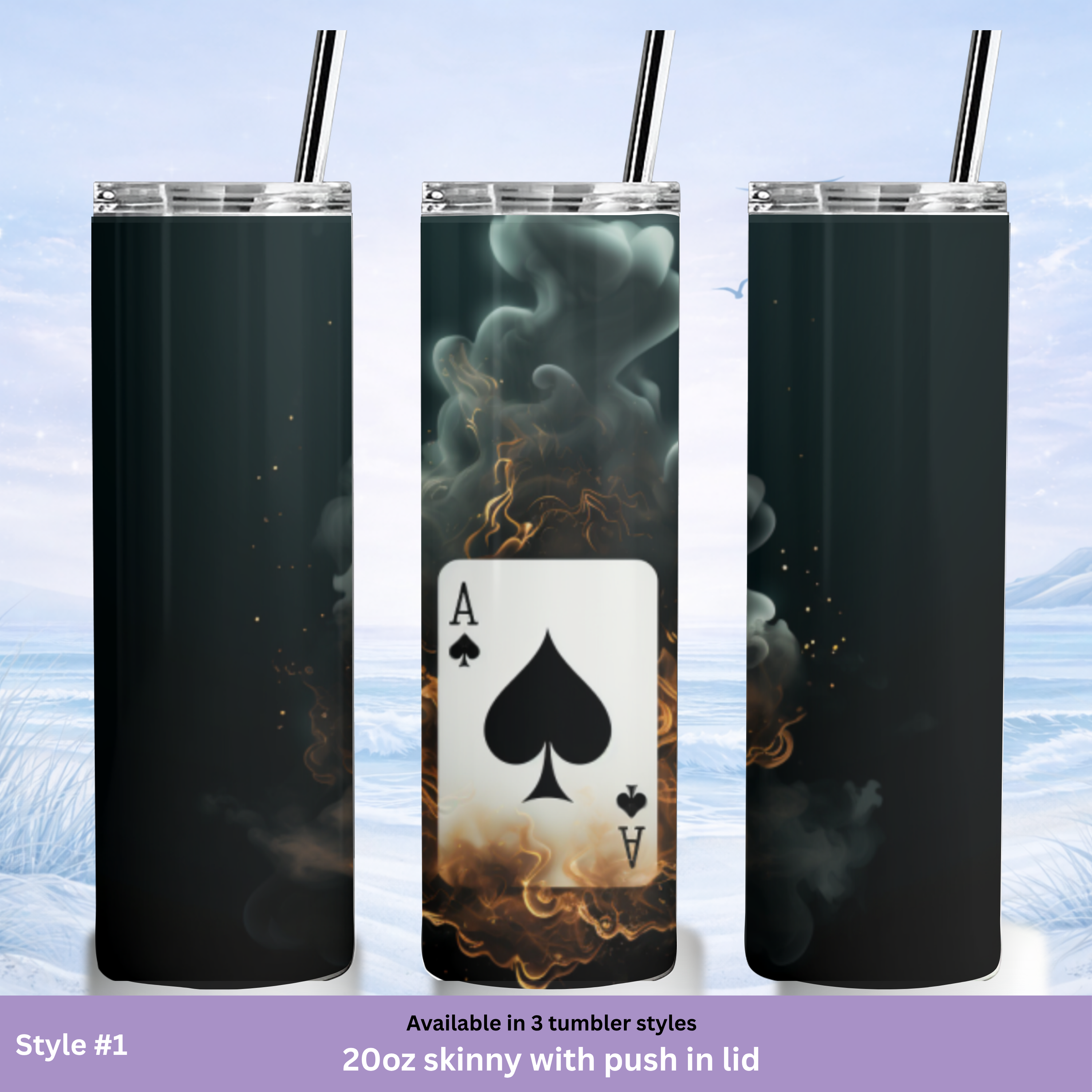 card game tumbler with spade design