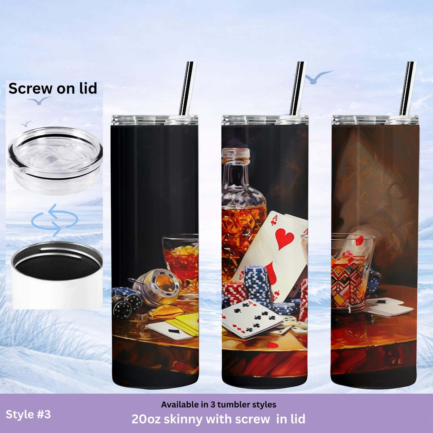 card game whiskey tumbler design