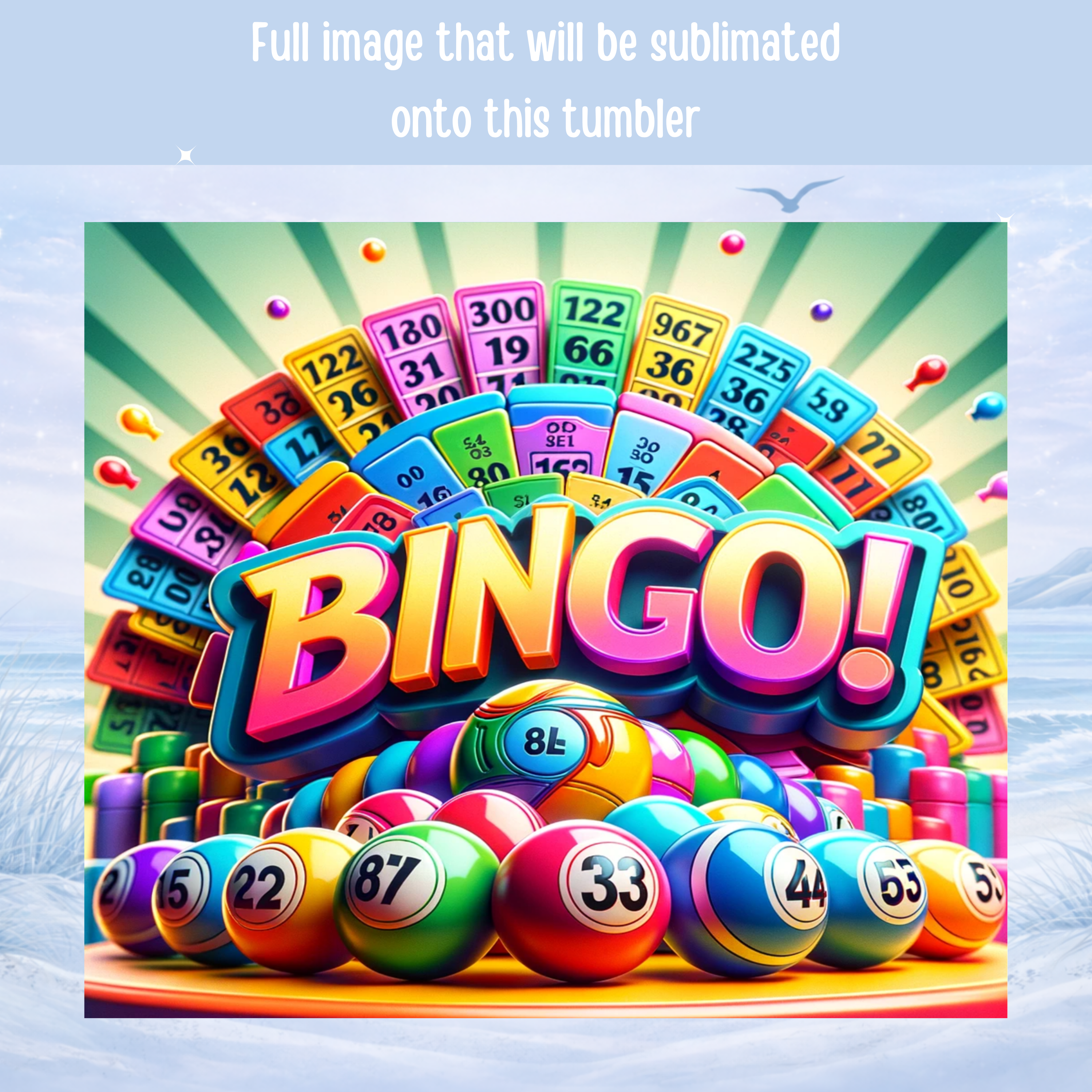 bingo balls and cards skinny tumbler