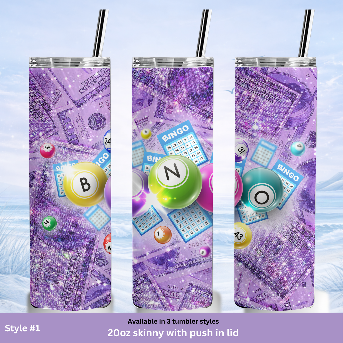 casino bingo tumbler with straw