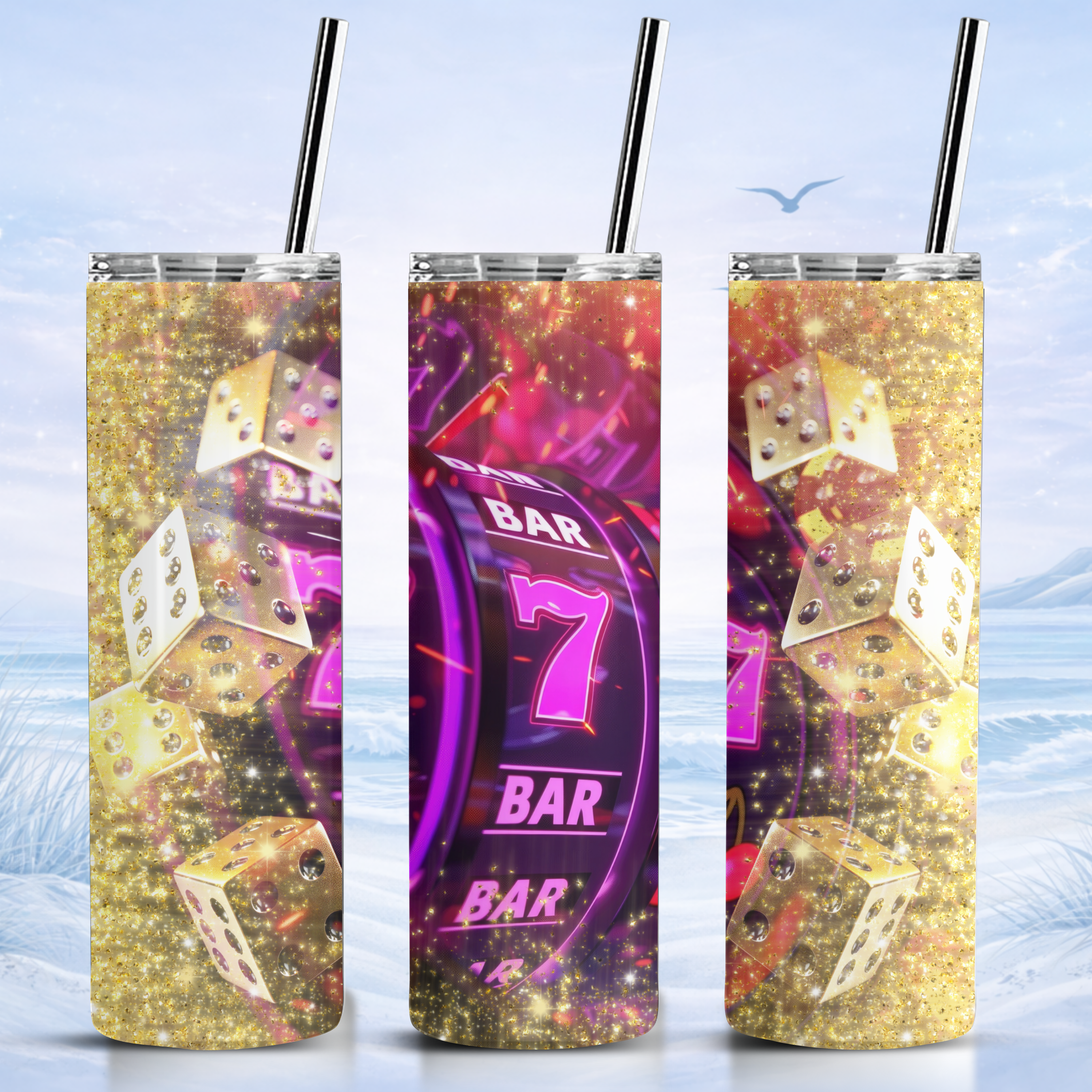 casino glitter tumbler stainless steel