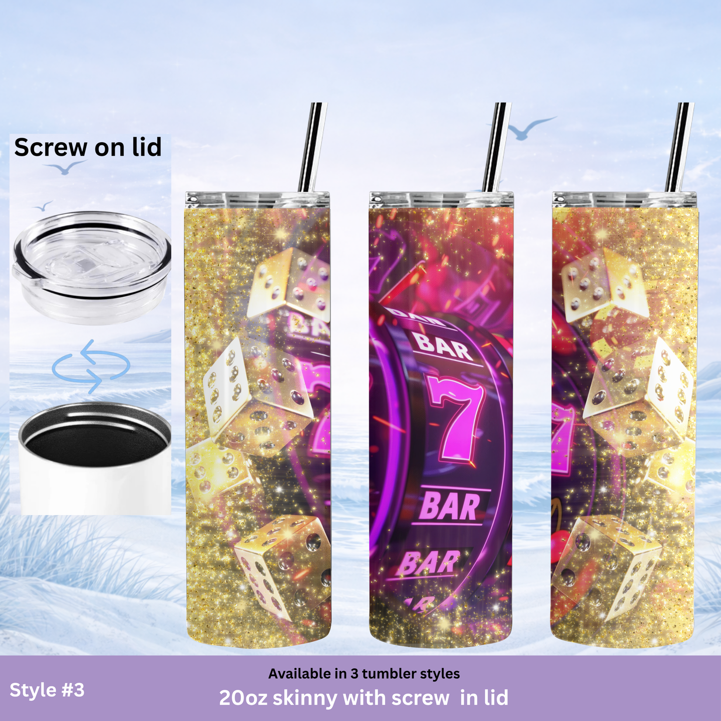 casino lover gift tumbler glitter