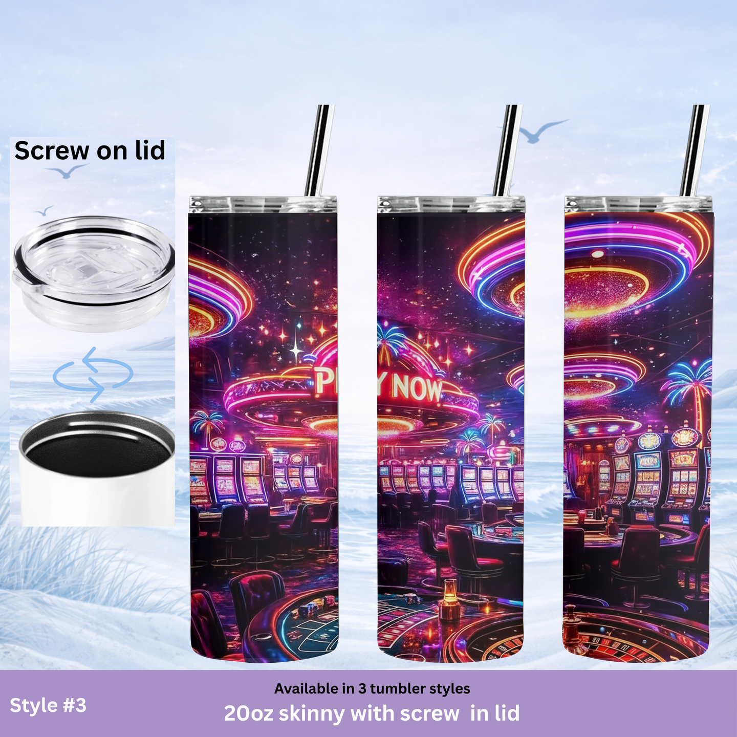 casino lover gift tumbler neon