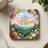 Square coaster with floral border and Romans 8:28 scripture.