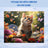 Kitten sitting in a meadow with butterflies and flowers, for sublimation.
