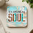 Coaster with "It is well with my SOUL" text, featuring wood and leopard print.
