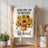 Towel with sunflowers and "When you can be anything, be kind" text.