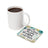 White mug and coaster with "I am attracting the most beautiful energies" text.