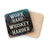 Coasters with "Work Hard Whiskey Harder" text on a distressed wood background.