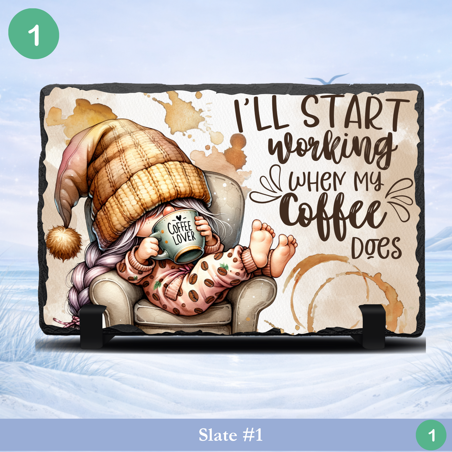 coffee lover funny slate tired tomorrow humor gift cozy coffee quote stone slate decor