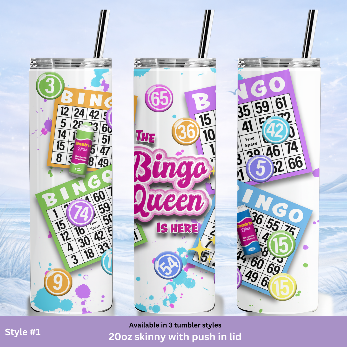 colorful bingo balls drink tumbler