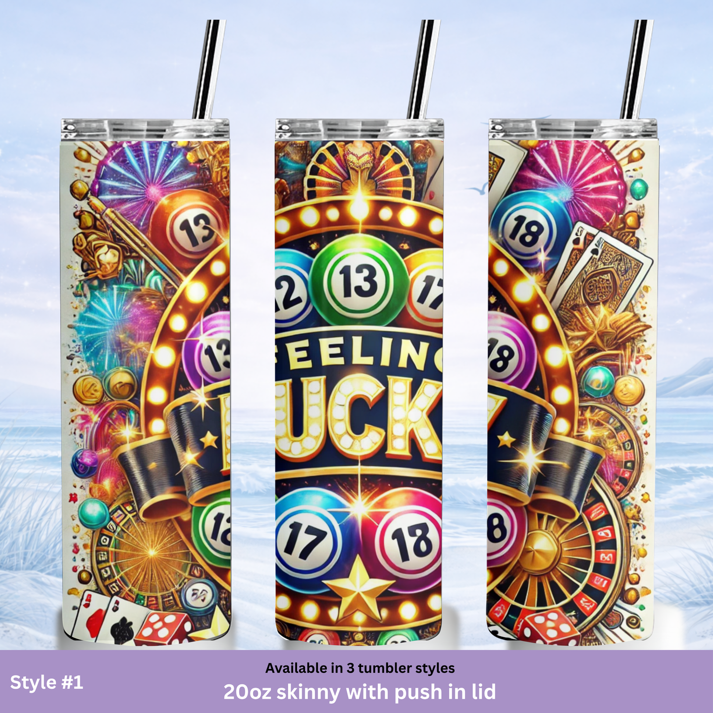colorful bingo balls drink tumbler