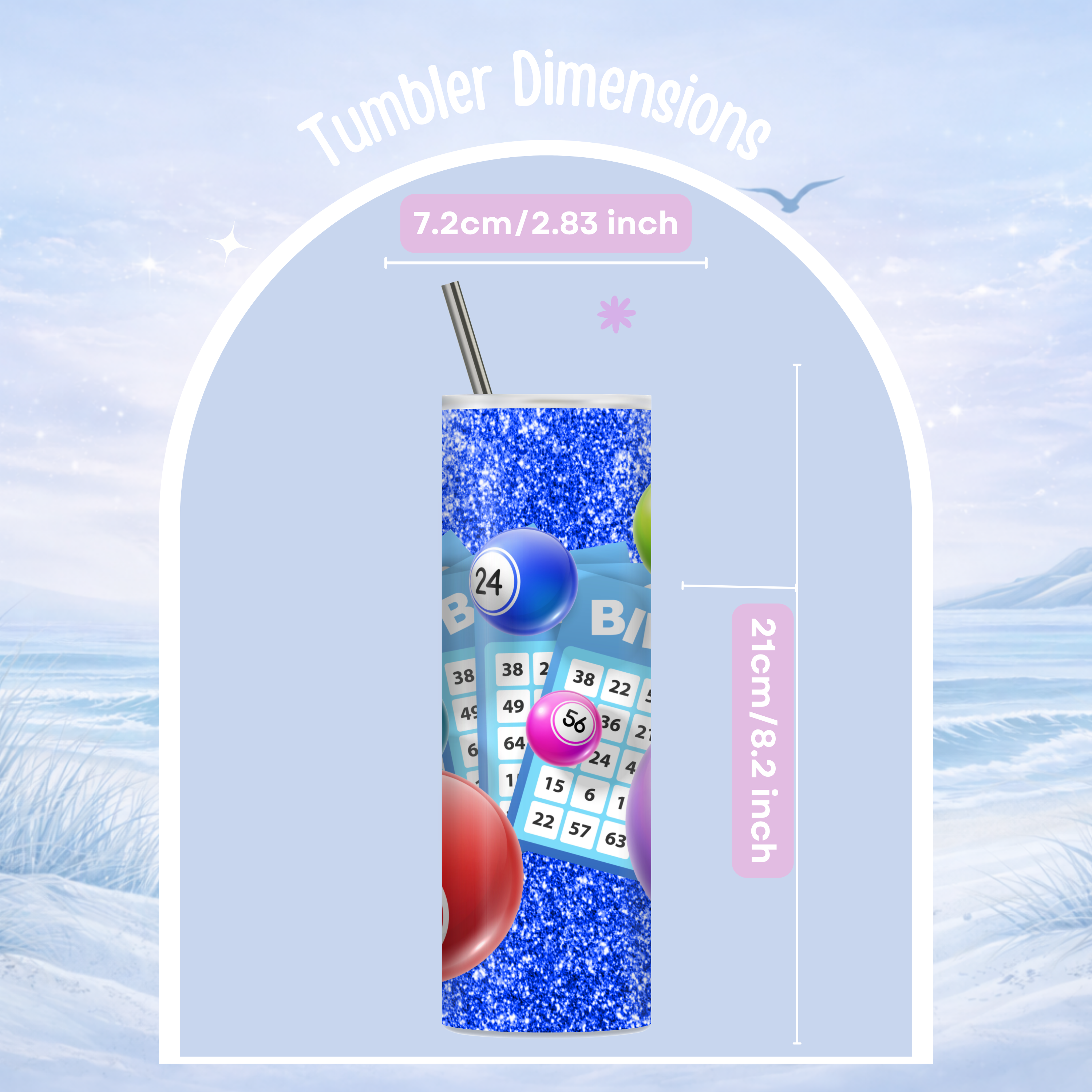colorful bingo card skinny tumbler
