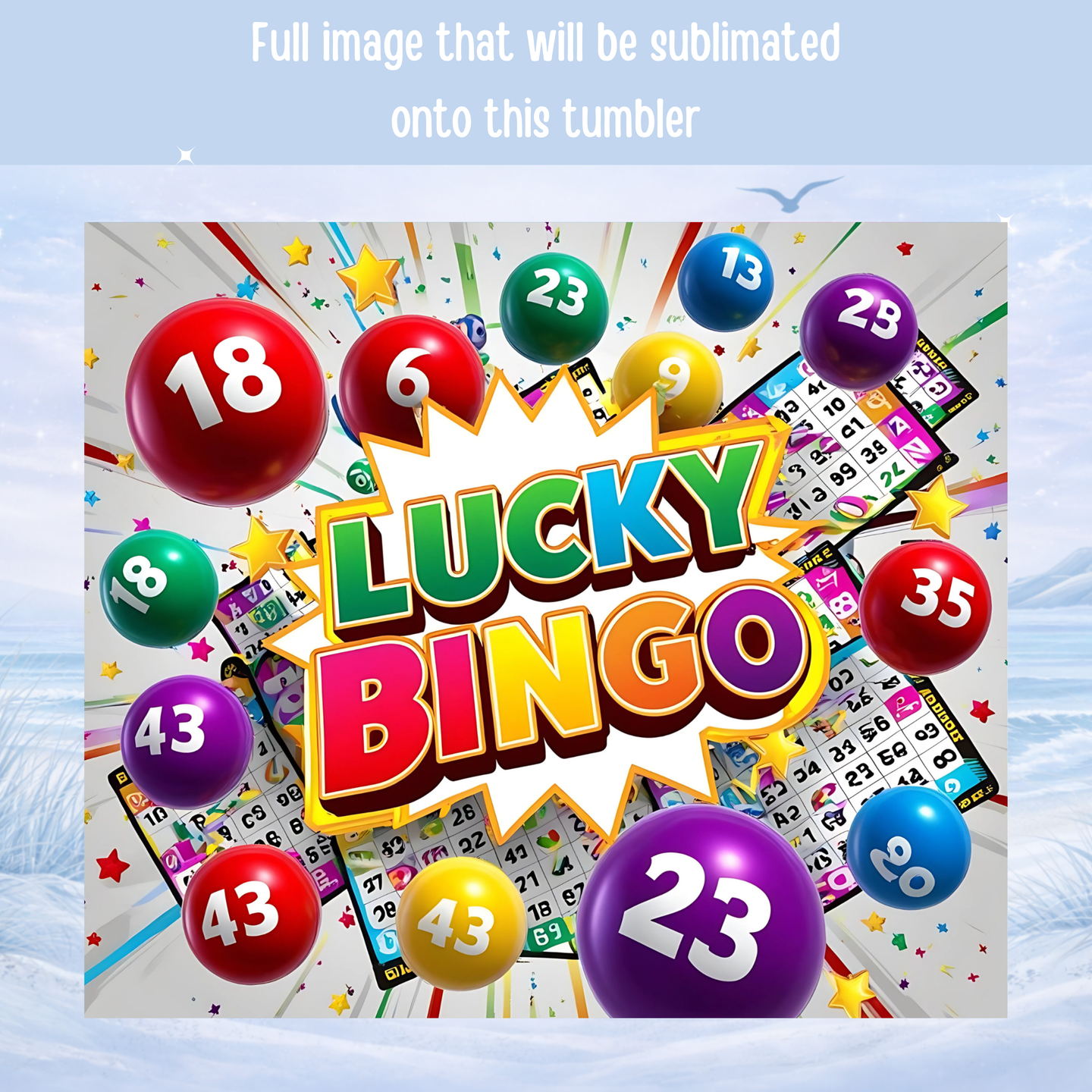 colorful bingo numbers drink tumbler