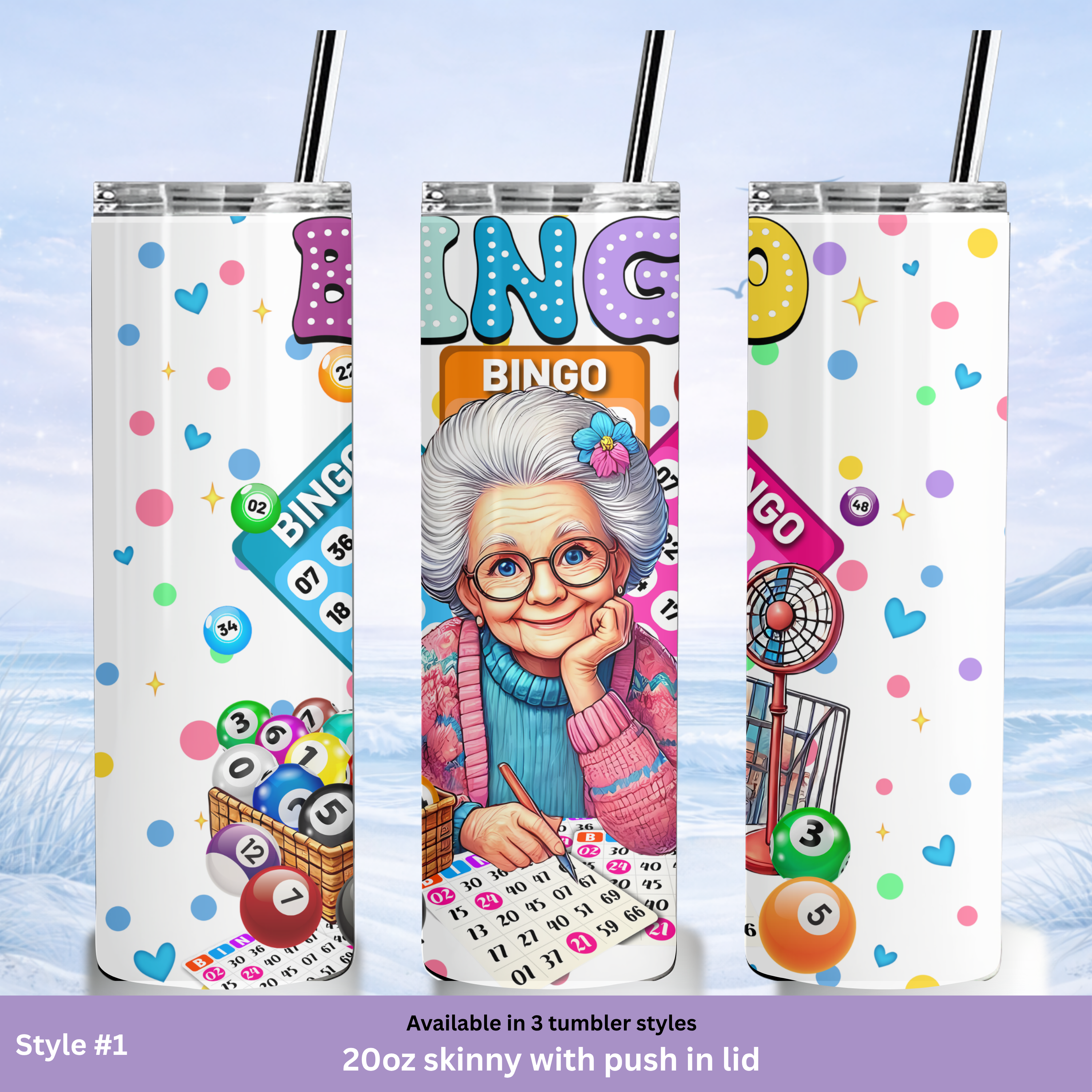colorful bingo balls drink tumbler