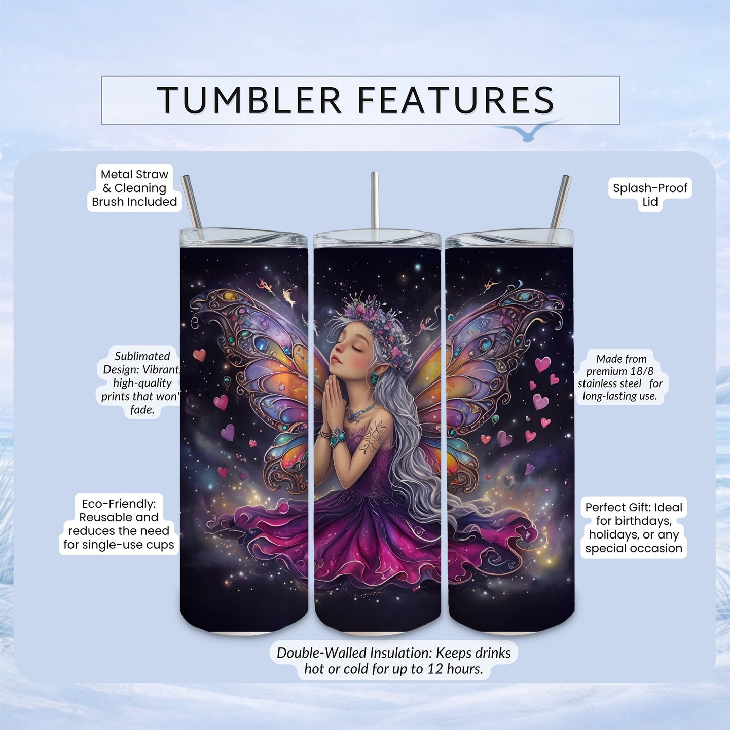 colorful fairy wings birds nature themed design