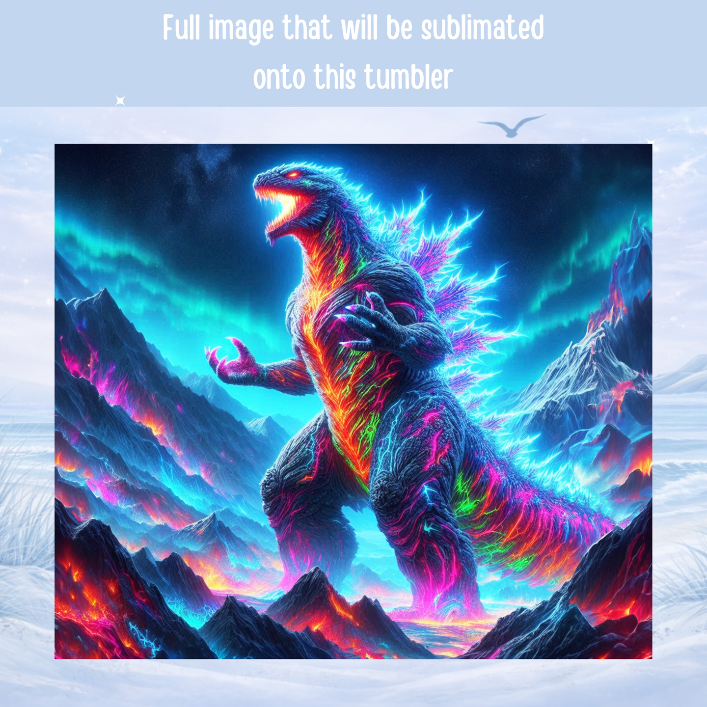 colorful kaiju monster tumbler 20 oz