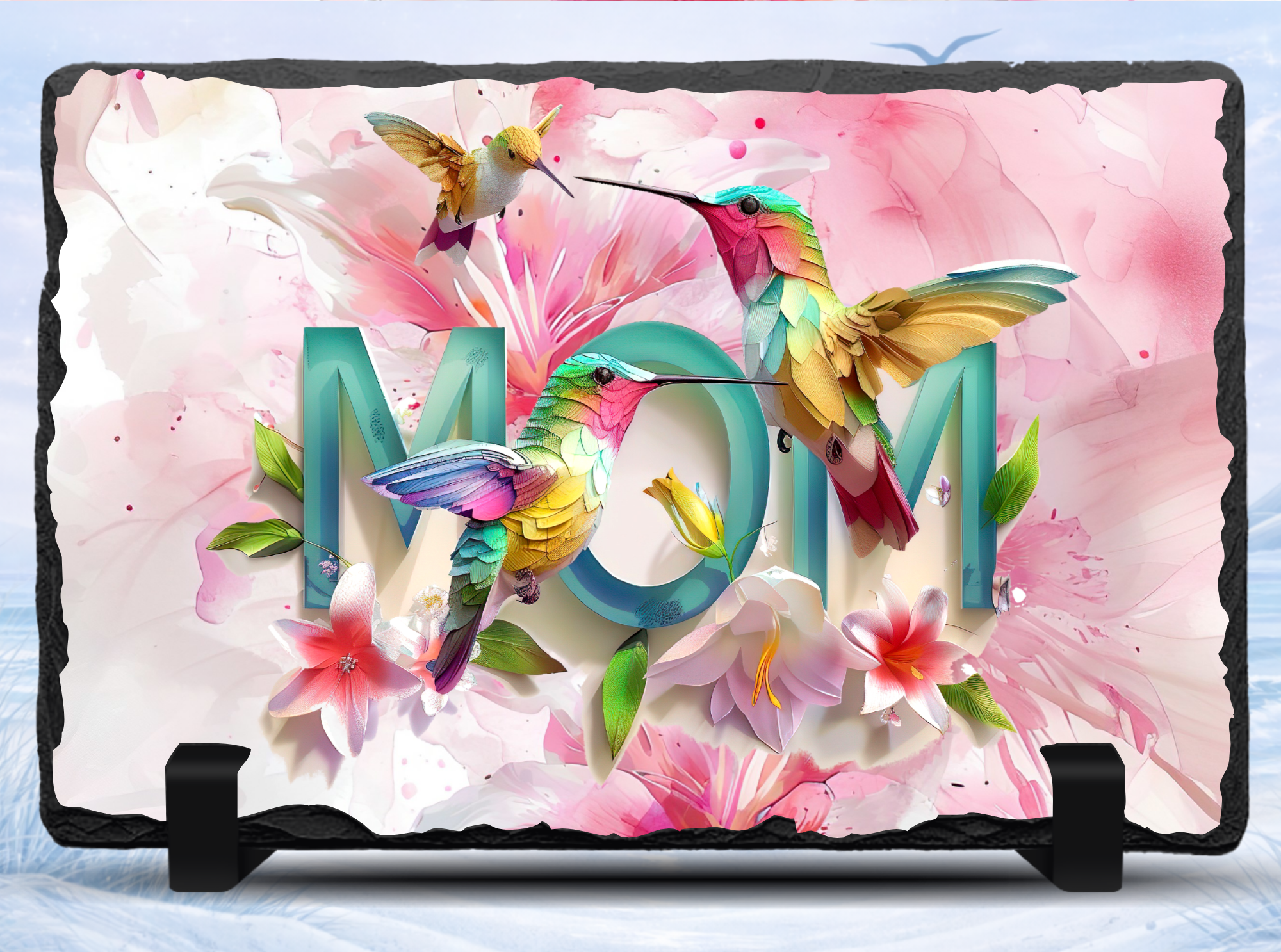 colorful mom gift slate hummingbird design