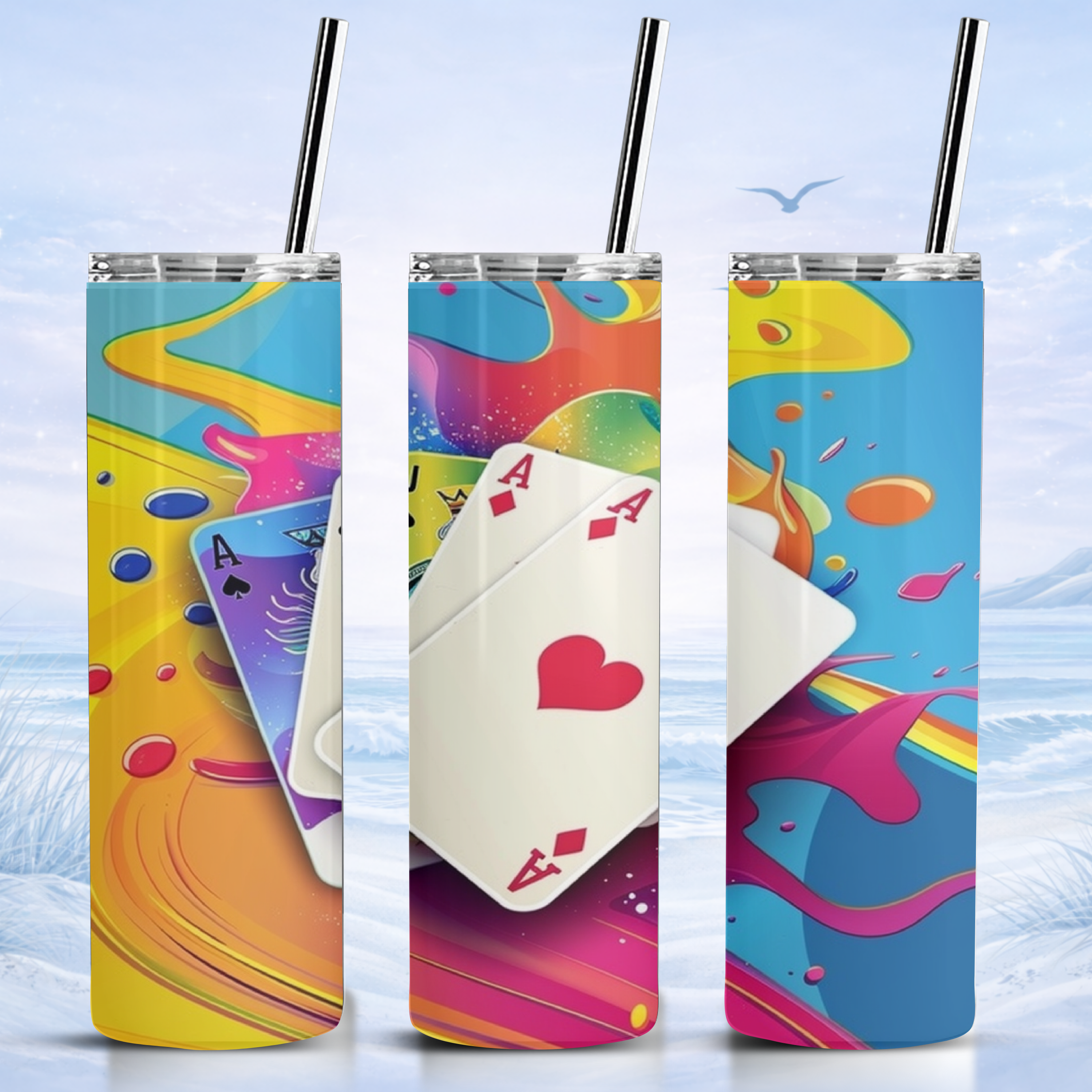 colorful poker tumbler stainless steel