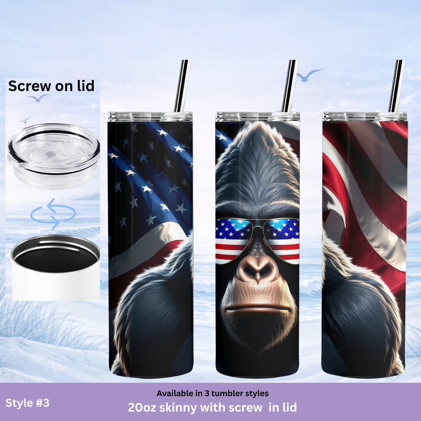 cool bigfoot tumbler red white blue