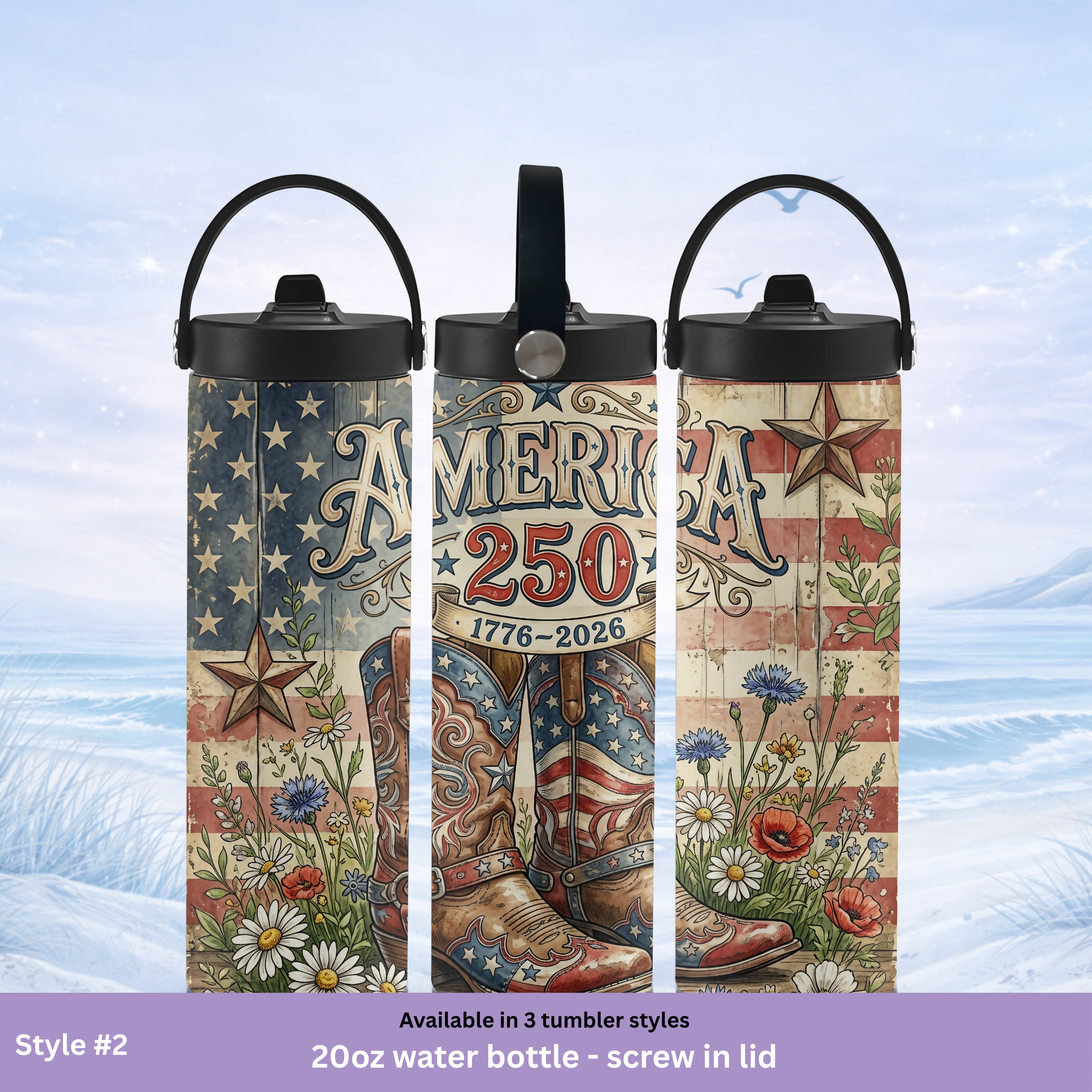 country western patriotic tumbler rustic USA design