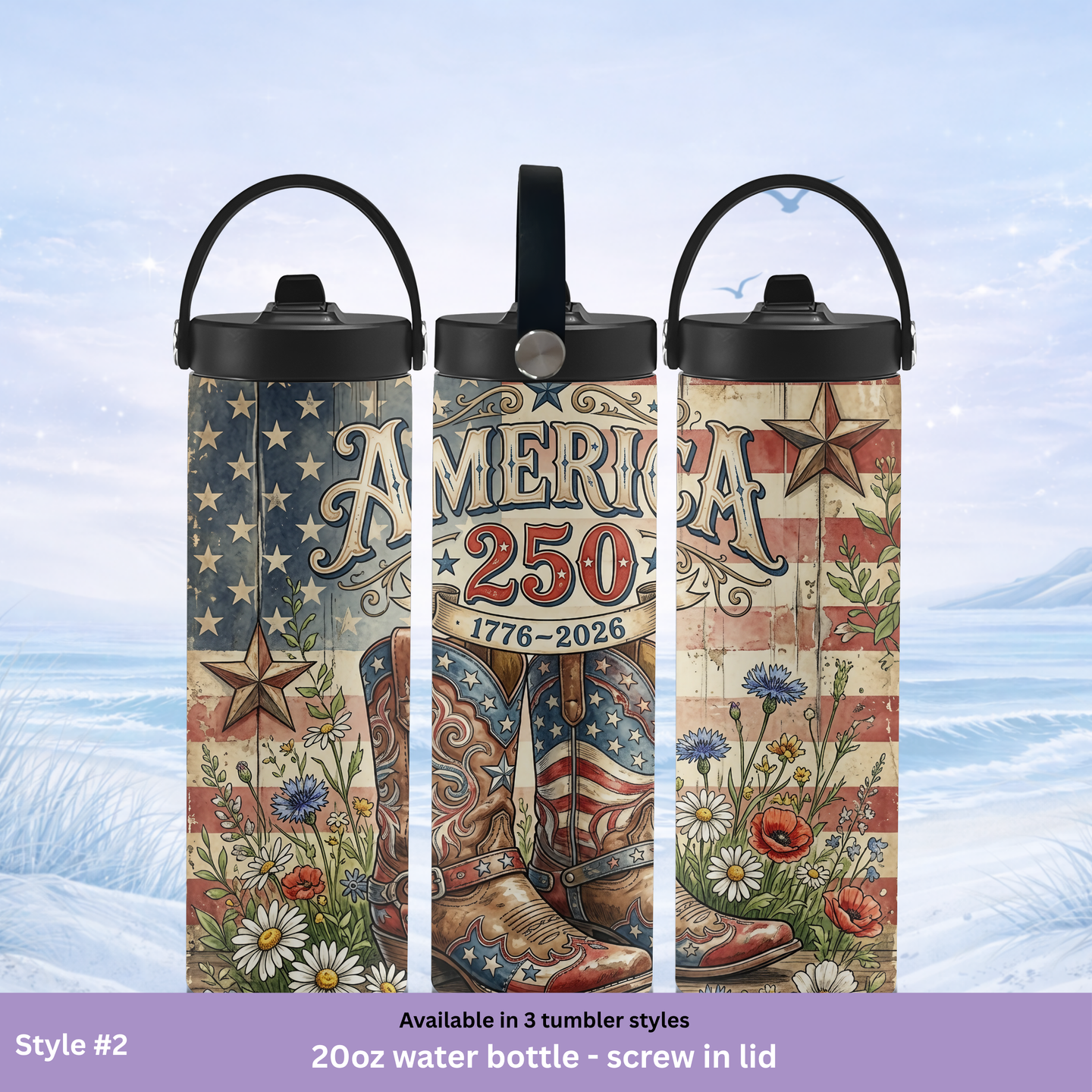 country western patriotic tumbler rustic USA design