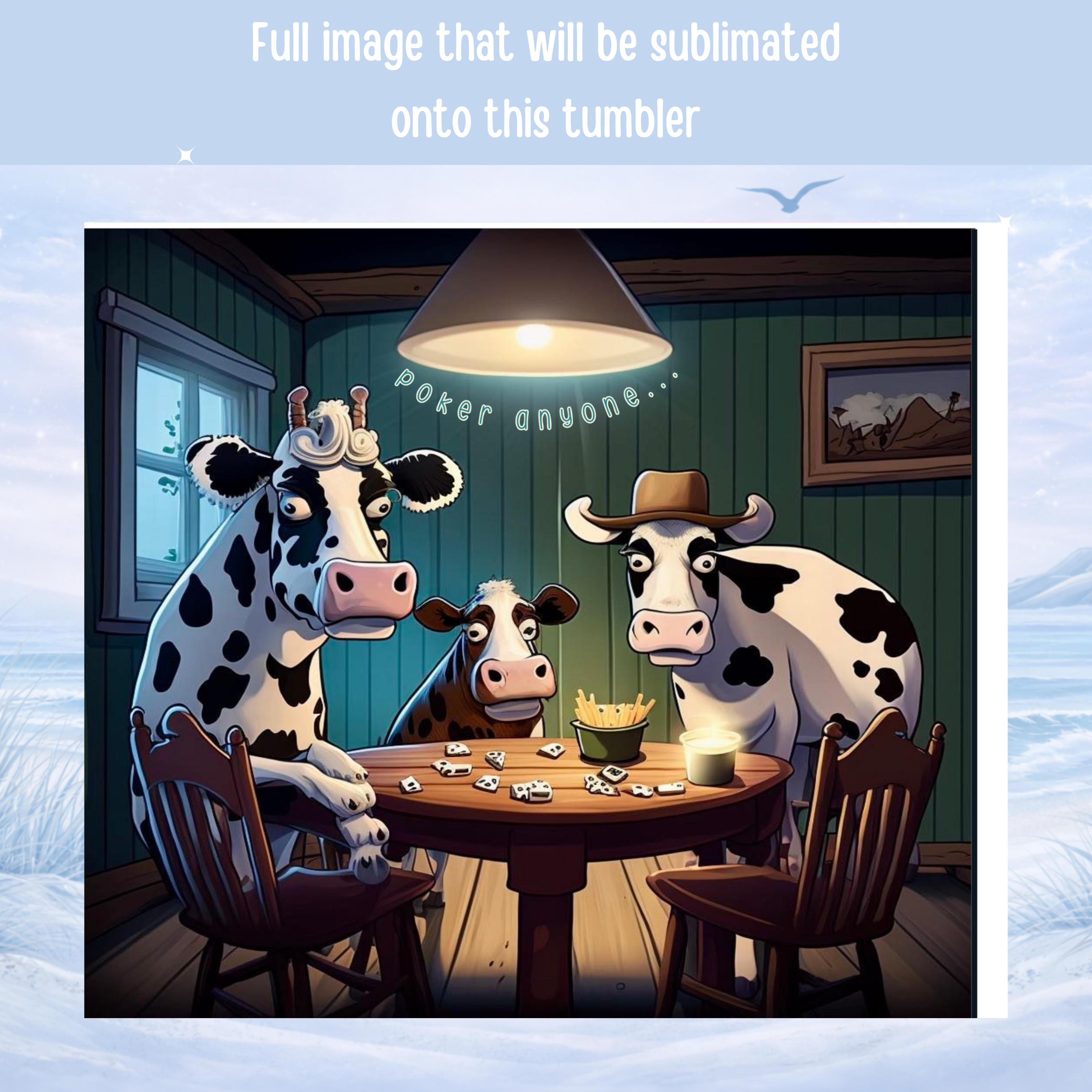 cows playing poker drink tumbler