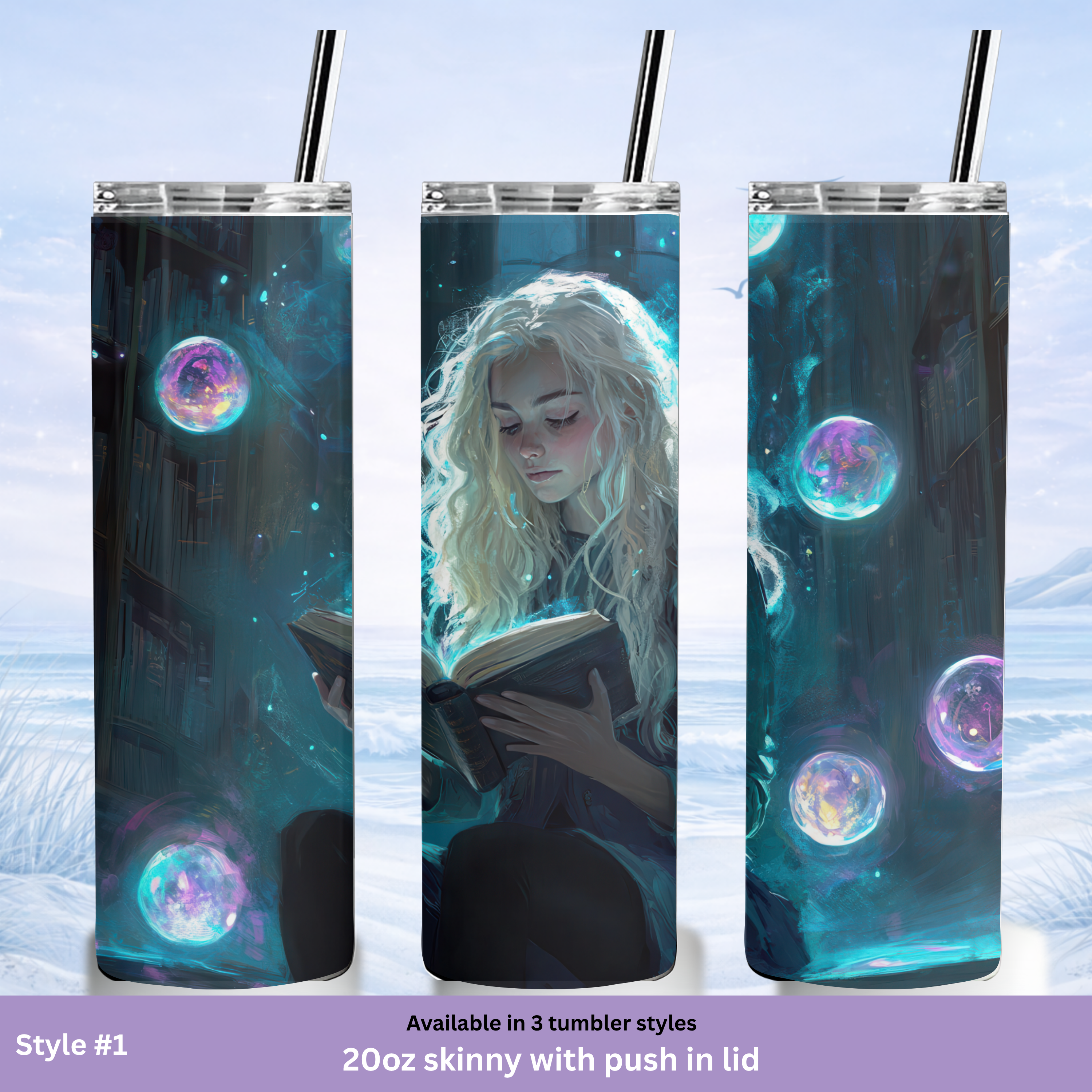 cozy reader tumbler fantasy aesthetic drinkware