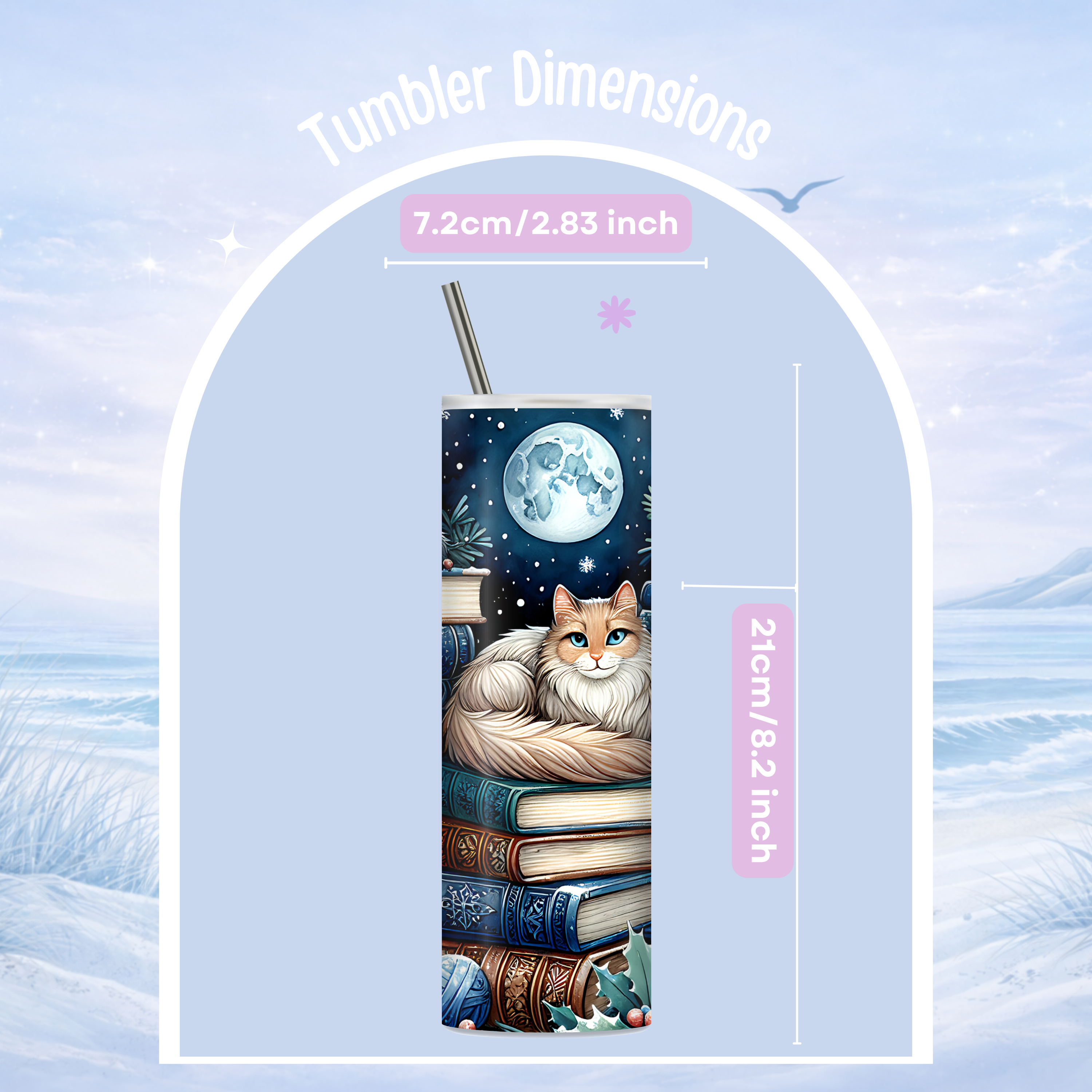 cozy reader tumbler insulated coffee cup cats books