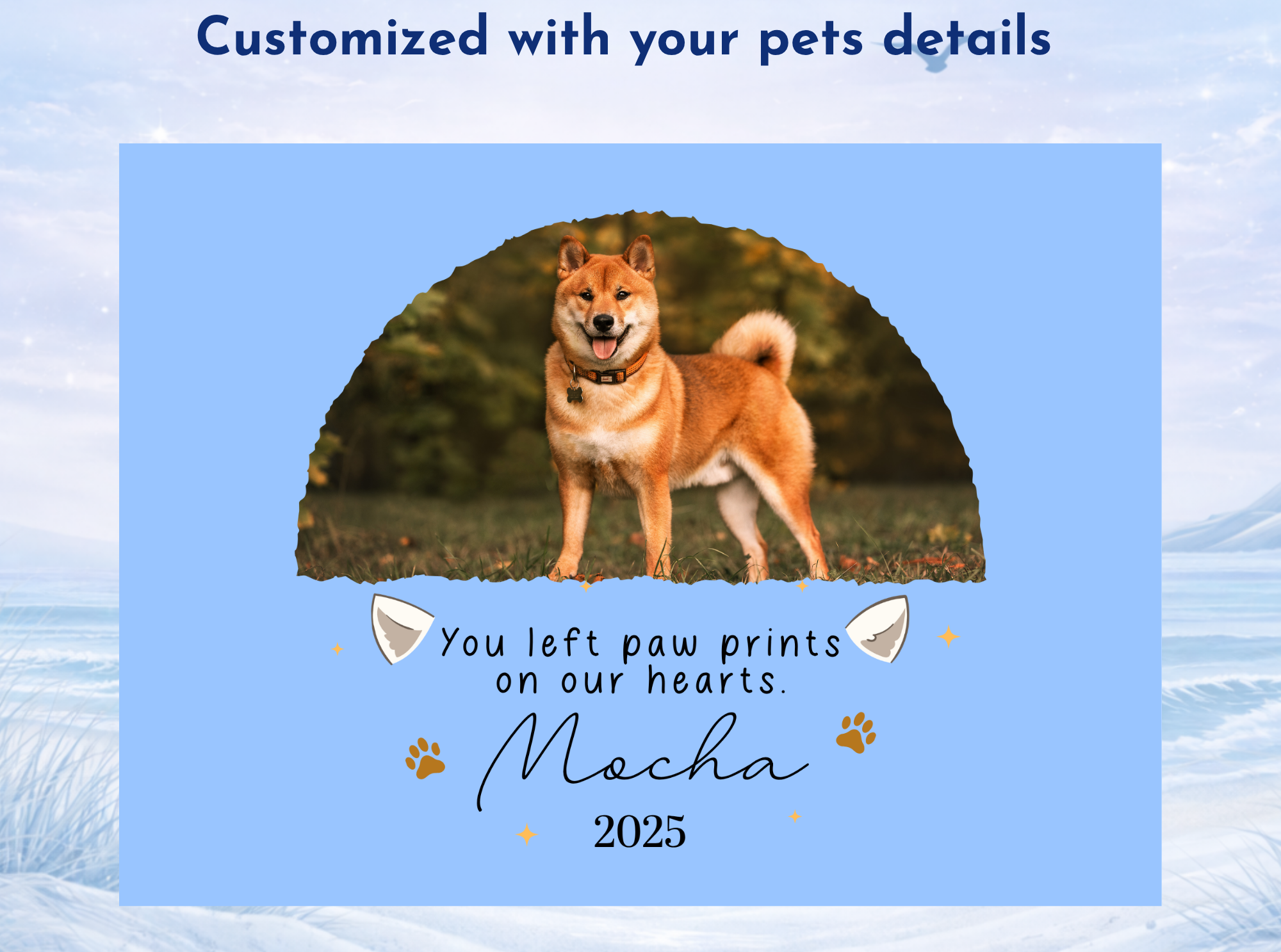 custom dog memorial slate with paw prints tribute