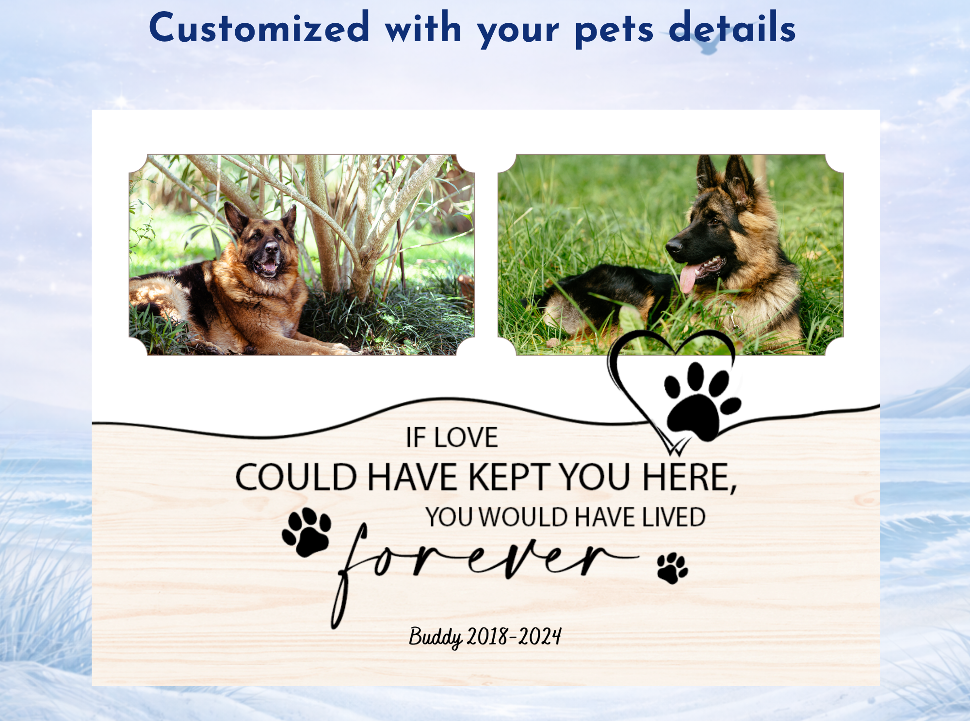 custom dog memorial slate with two photos
