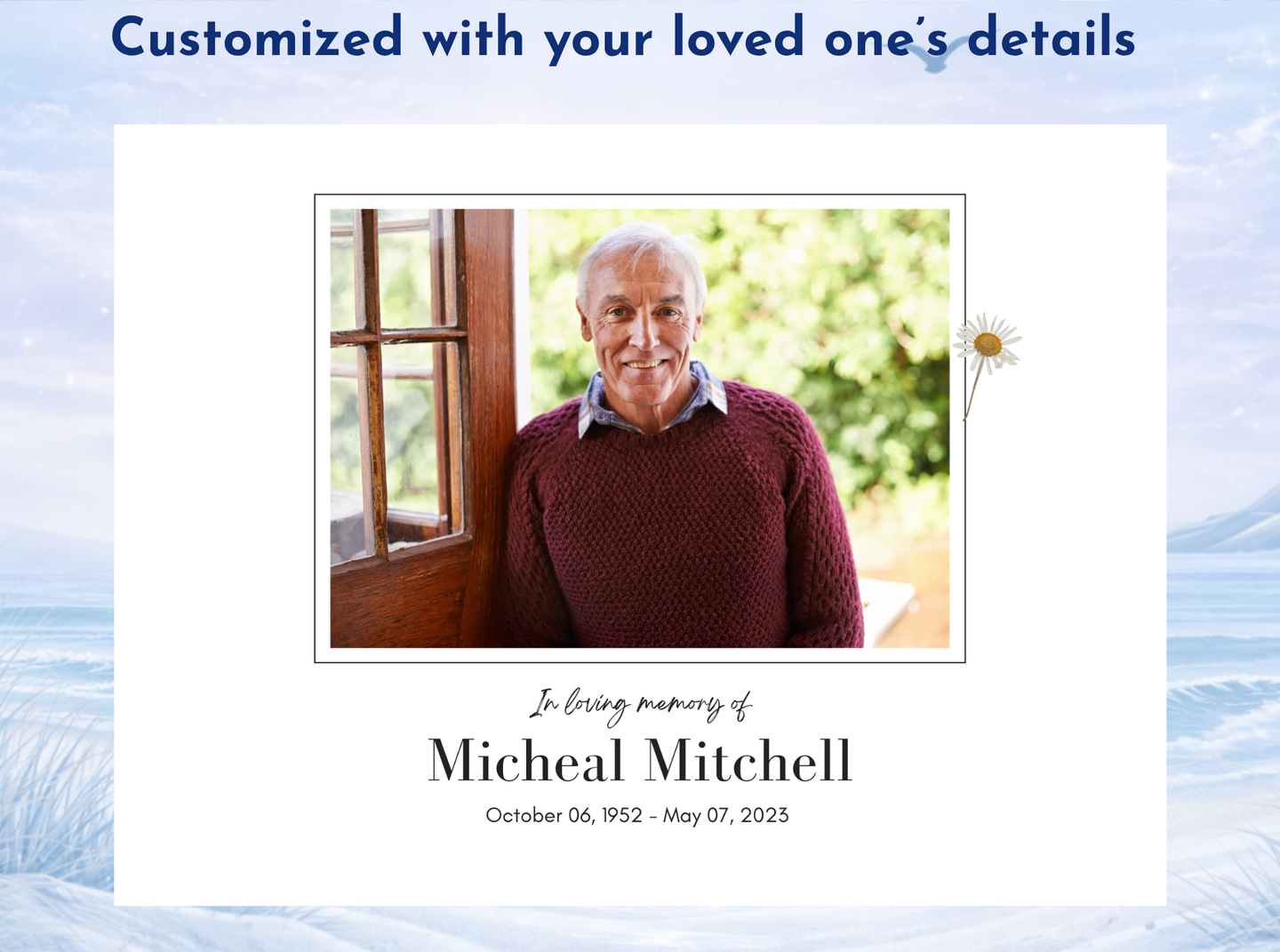 custom funeral memorial slate with picture